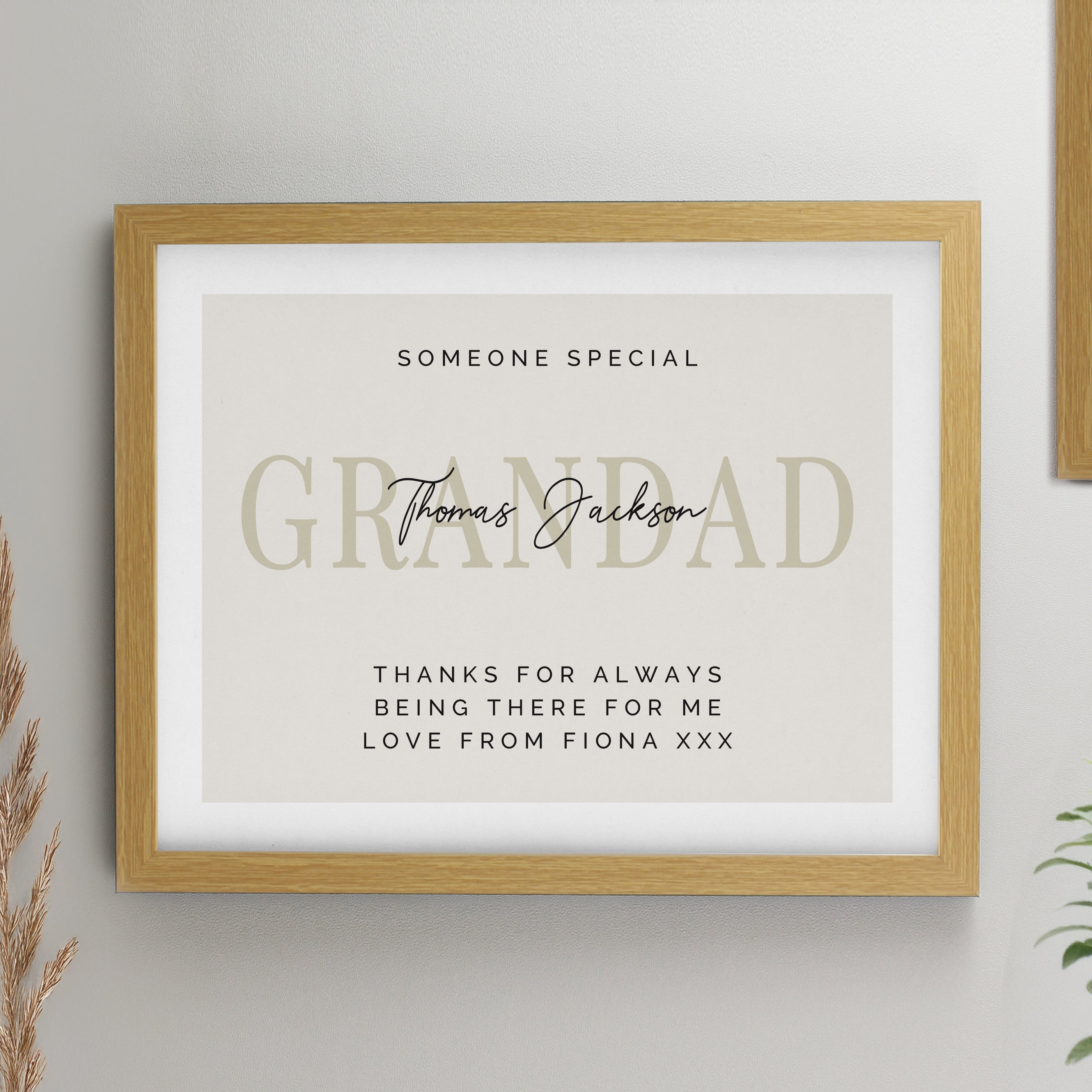 Personalised Free Text Oak Poster Frame