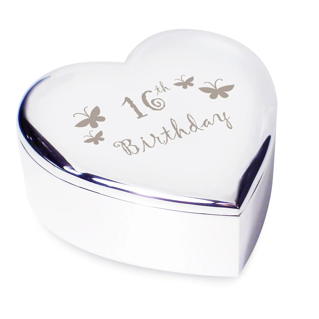 Trinket, Jewellery & Keepsake Boxes 16th Butterflies Heart Trinket Box
