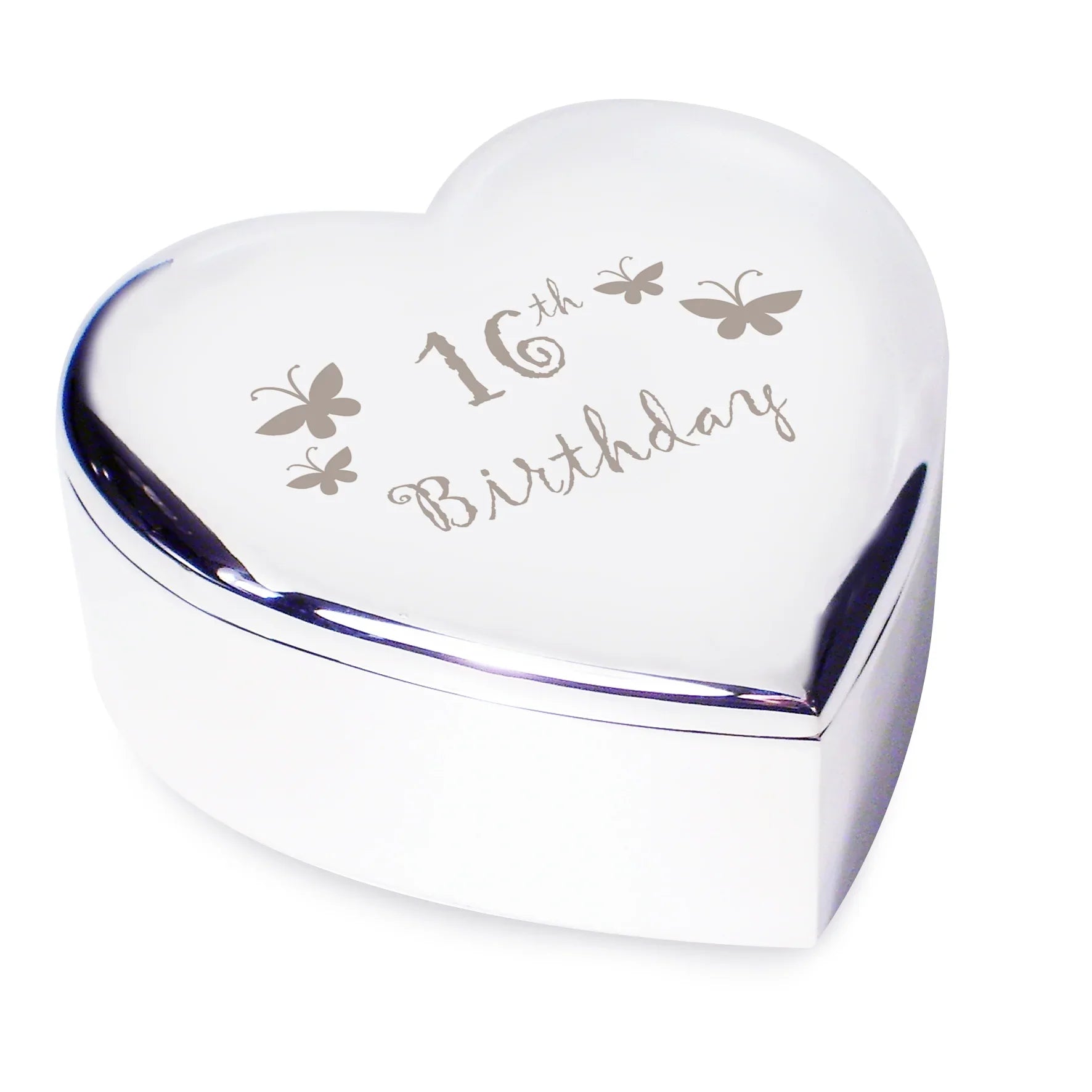 Trinket, Jewellery & Keepsake Boxes 16th Butterflies Heart Trinket Box