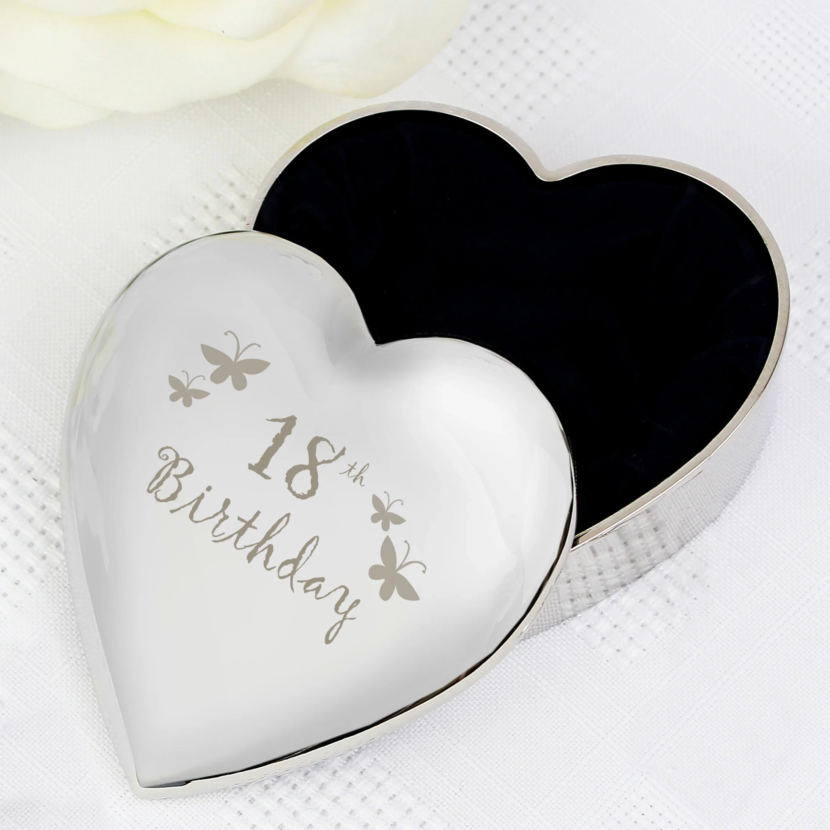 Trinket, Jewellery & Keepsake Boxes 18th Butterflies Heart Trinket Box
