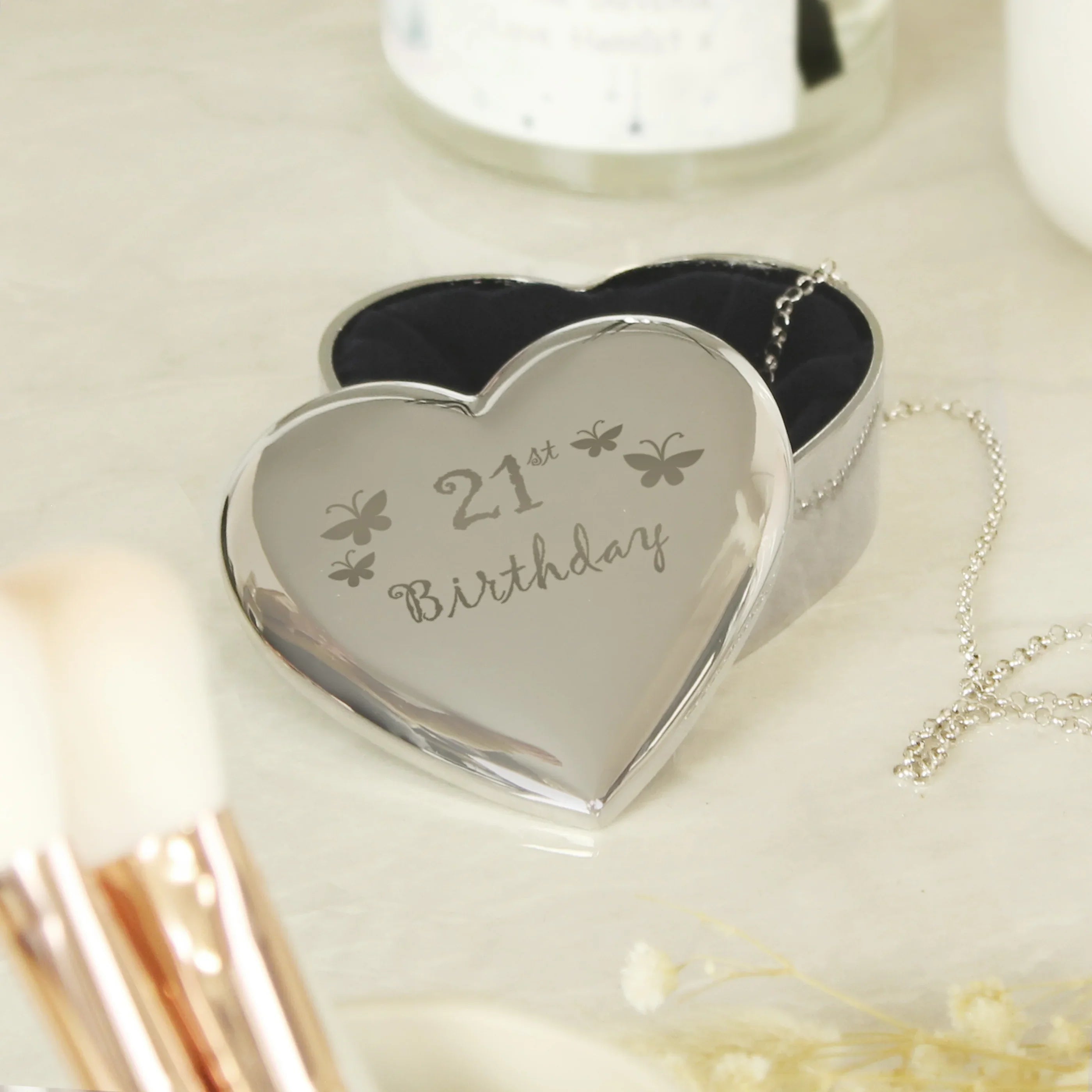 Trinket, Jewellery & Keepsake Boxes 21st Butterflies Heart Trinket Box