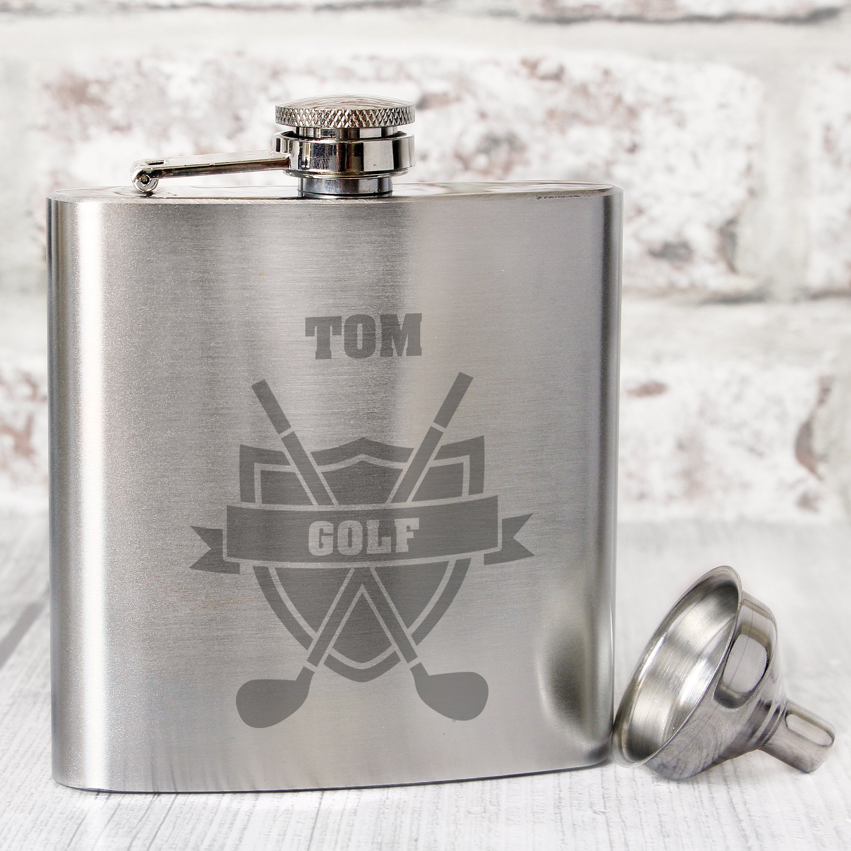 Personalised Golf Crest Hip Flask