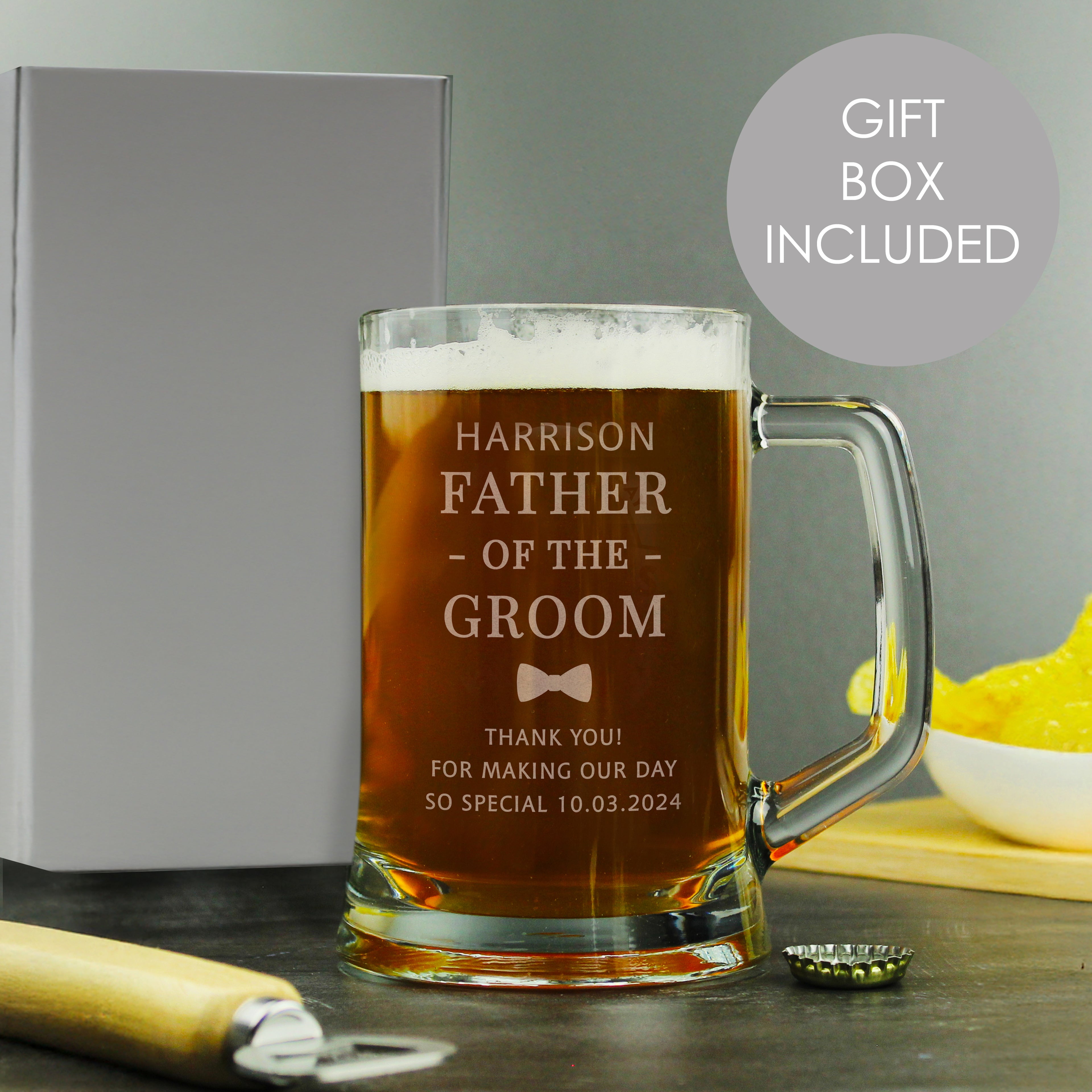 Personalised Father of the Groom Pint Stern Tankard