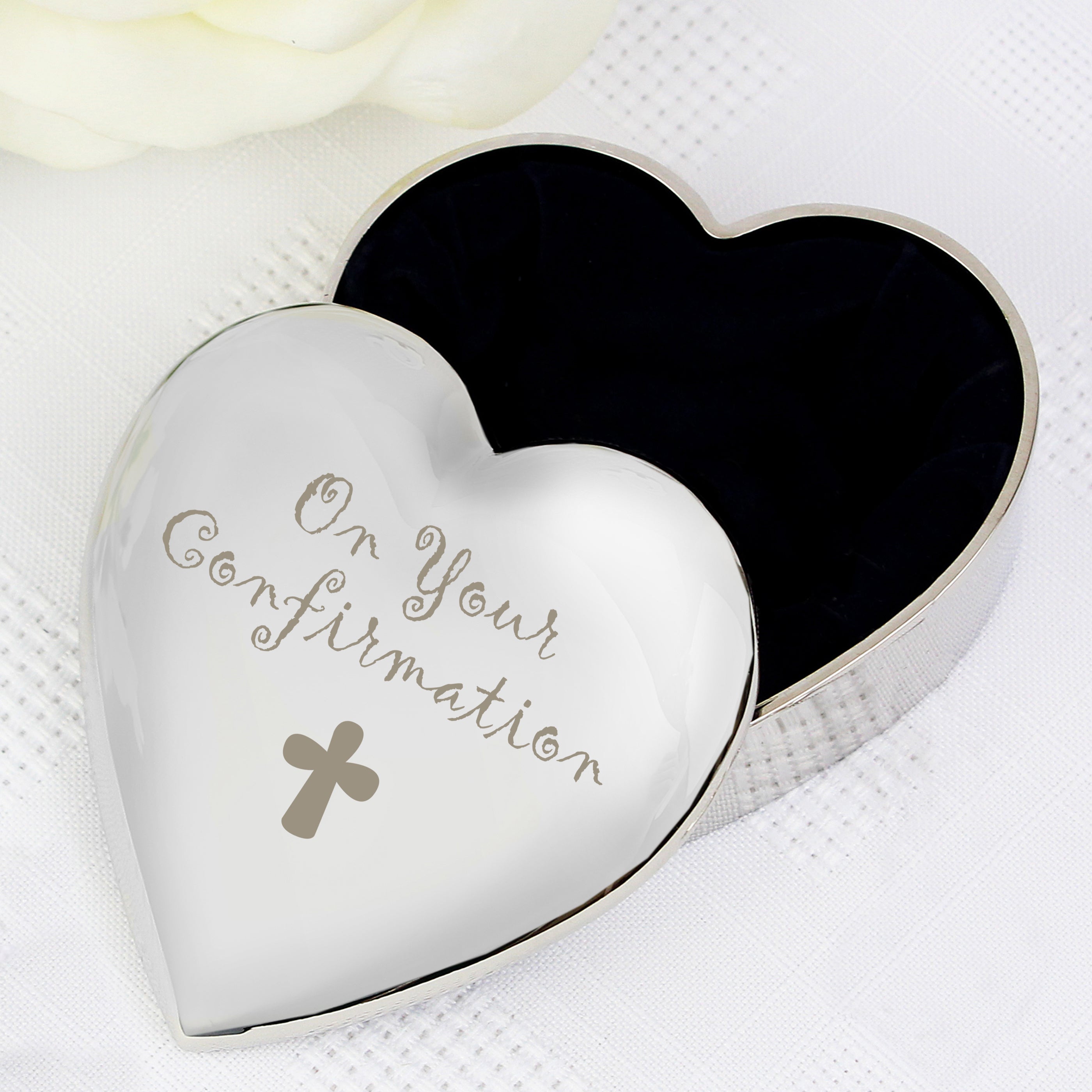 Trinket, Jewellery & Keepsake Boxes Confirmation Cross Heart Trinket Box
