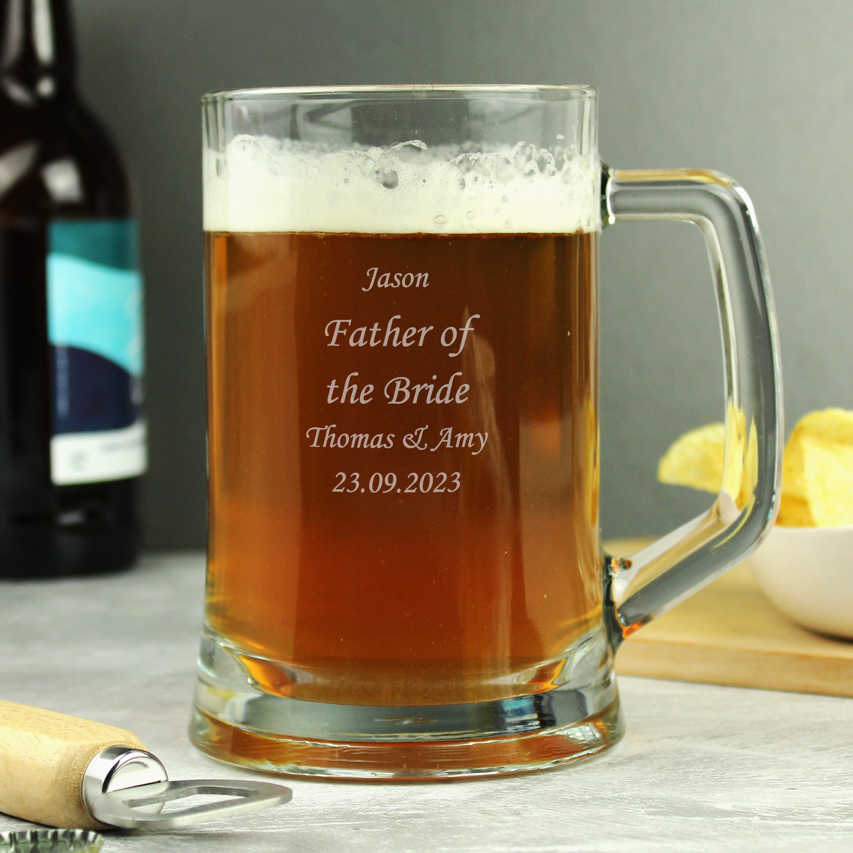 Glasses & Barware Engraved Personalised Glass Pint Stern Tankard