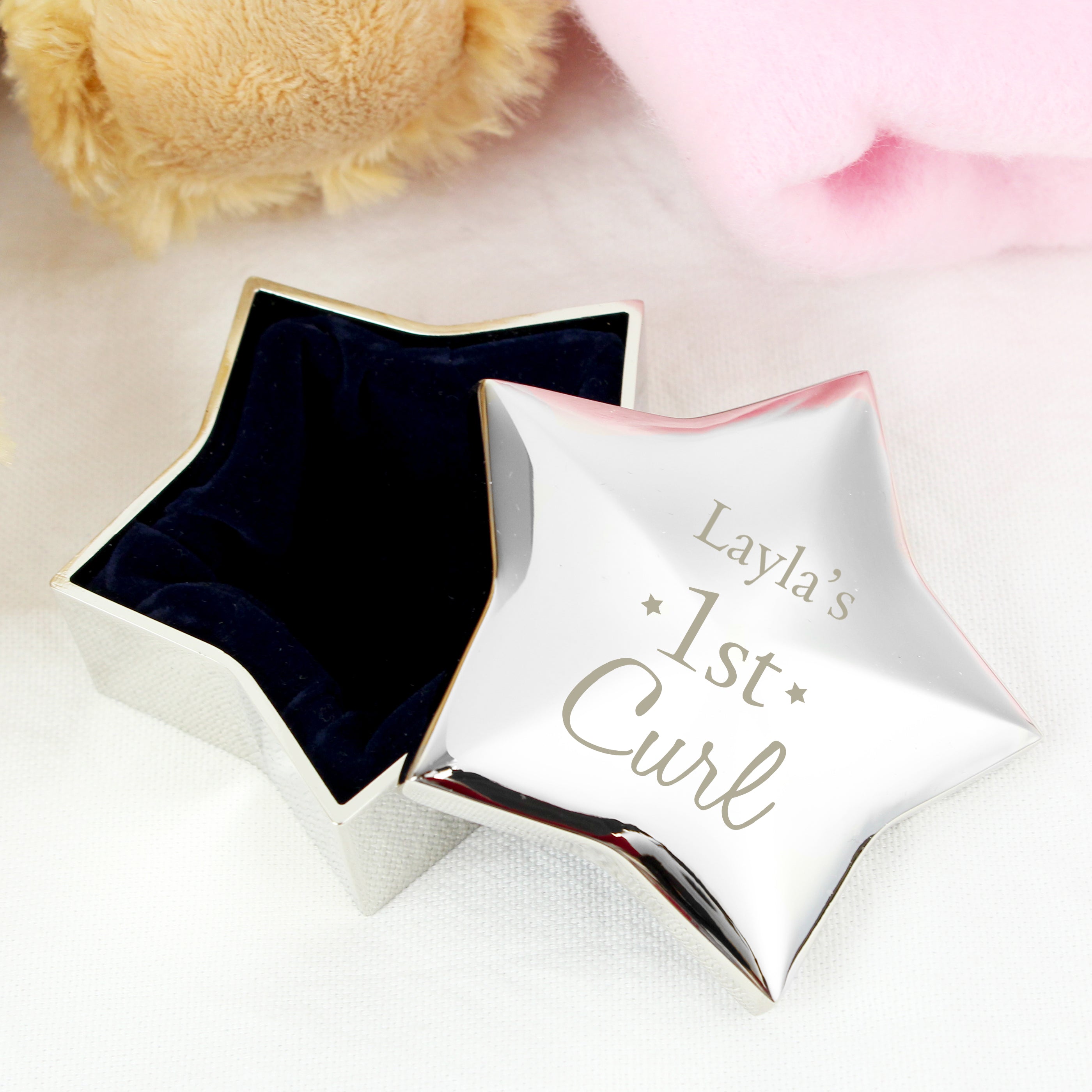 Trinket, Jewellery & Keepsake Boxes Personalised 1st Curl Star Trinket Box