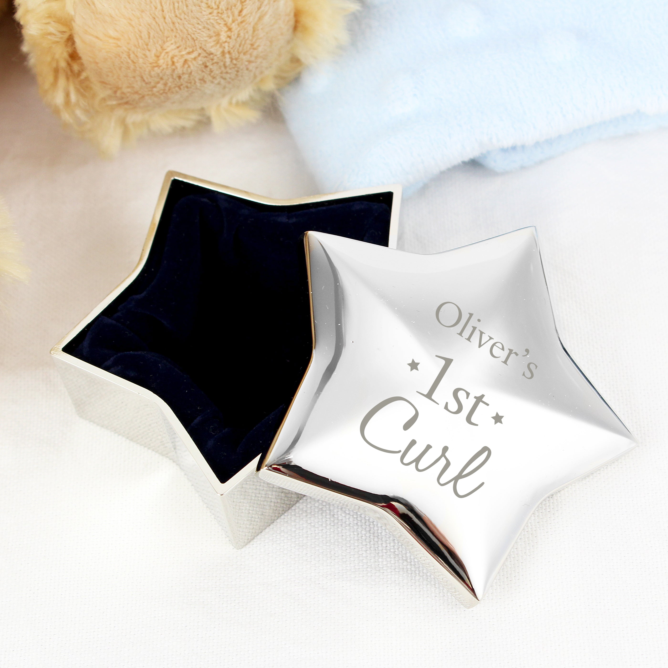 Trinket, Jewellery & Keepsake Boxes Personalised 1st Curl Star Trinket Box