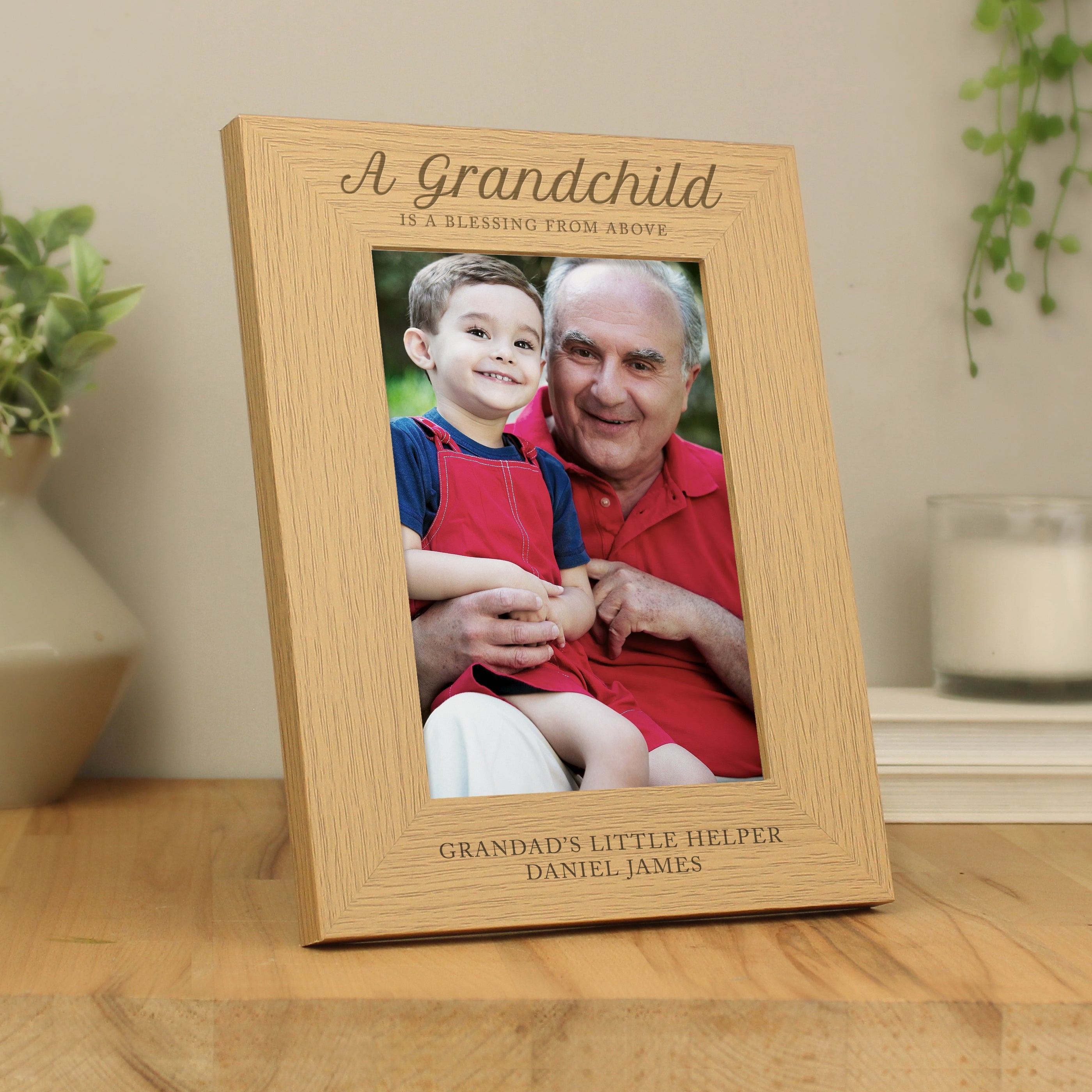 Photo Frames, Albums and Guestbooks Personalised 'A Grandchild is a Blessing' 5x7 Oak Finish Photo Frame