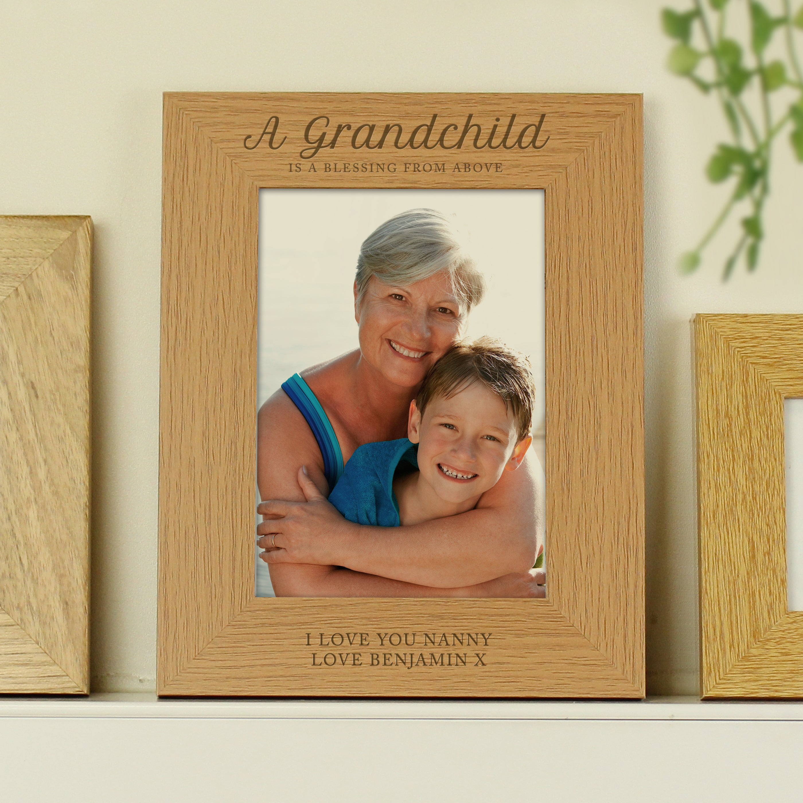 Photo Frames, Albums and Guestbooks Personalised 'A Grandchild is a Blessing' 5x7 Oak Finish Photo Frame