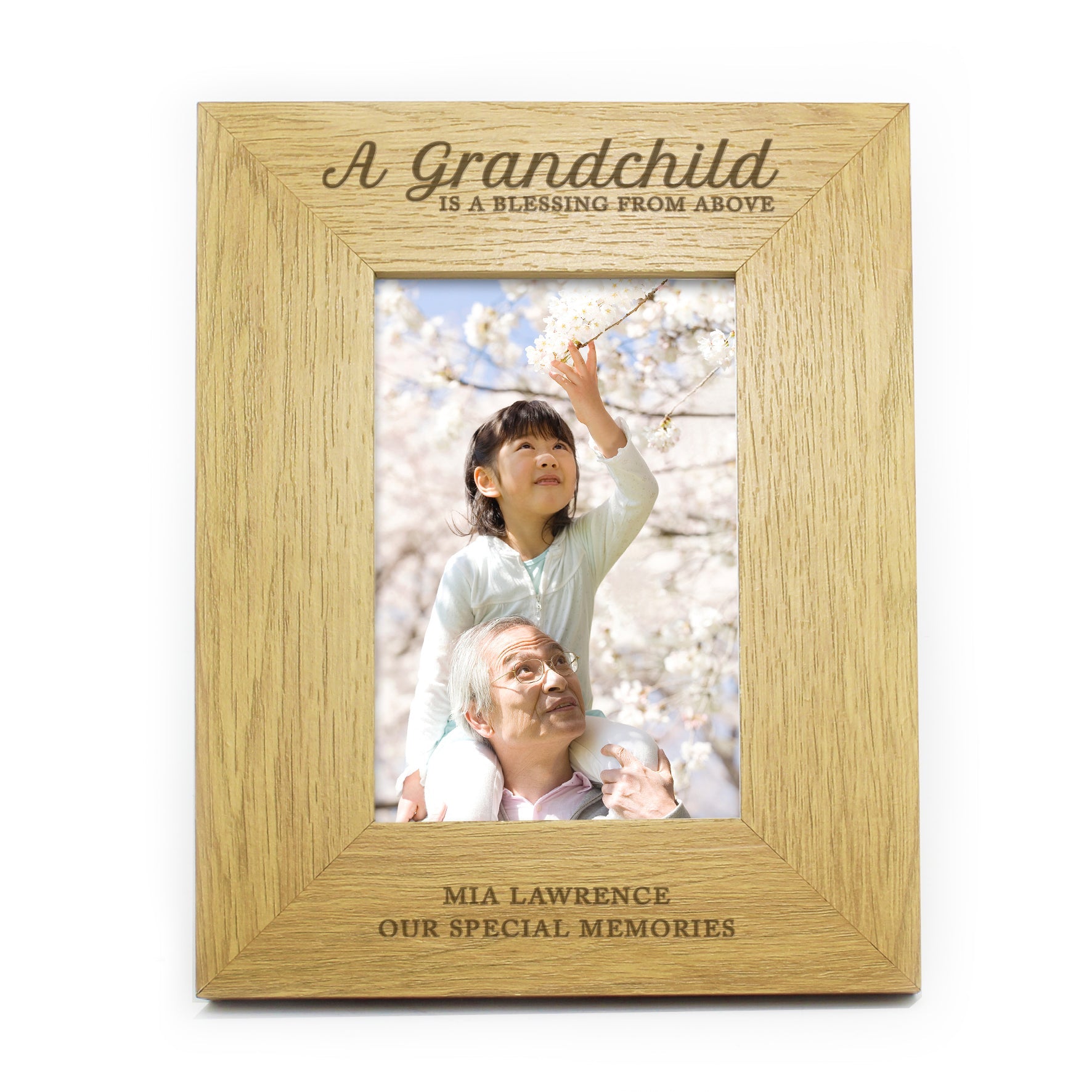 Photo Frames, Albums and Guestbooks Personalised A Grandchild Is A Blessing 6x4 Oak Finish Photo Frame