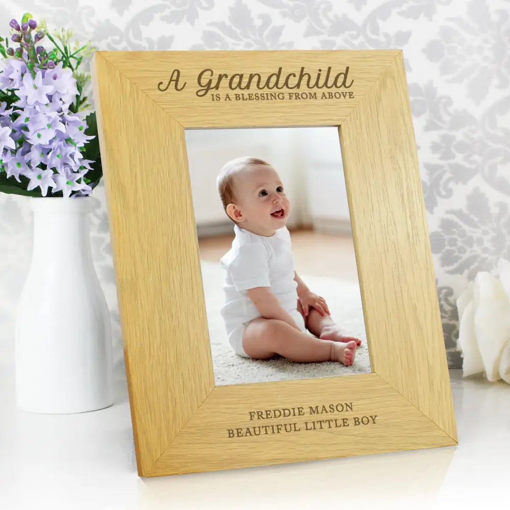 Photo Frames, Albums and Guestbooks Personalised A Grandchild Is A Blessing 6x4 Oak Finish Photo Frame