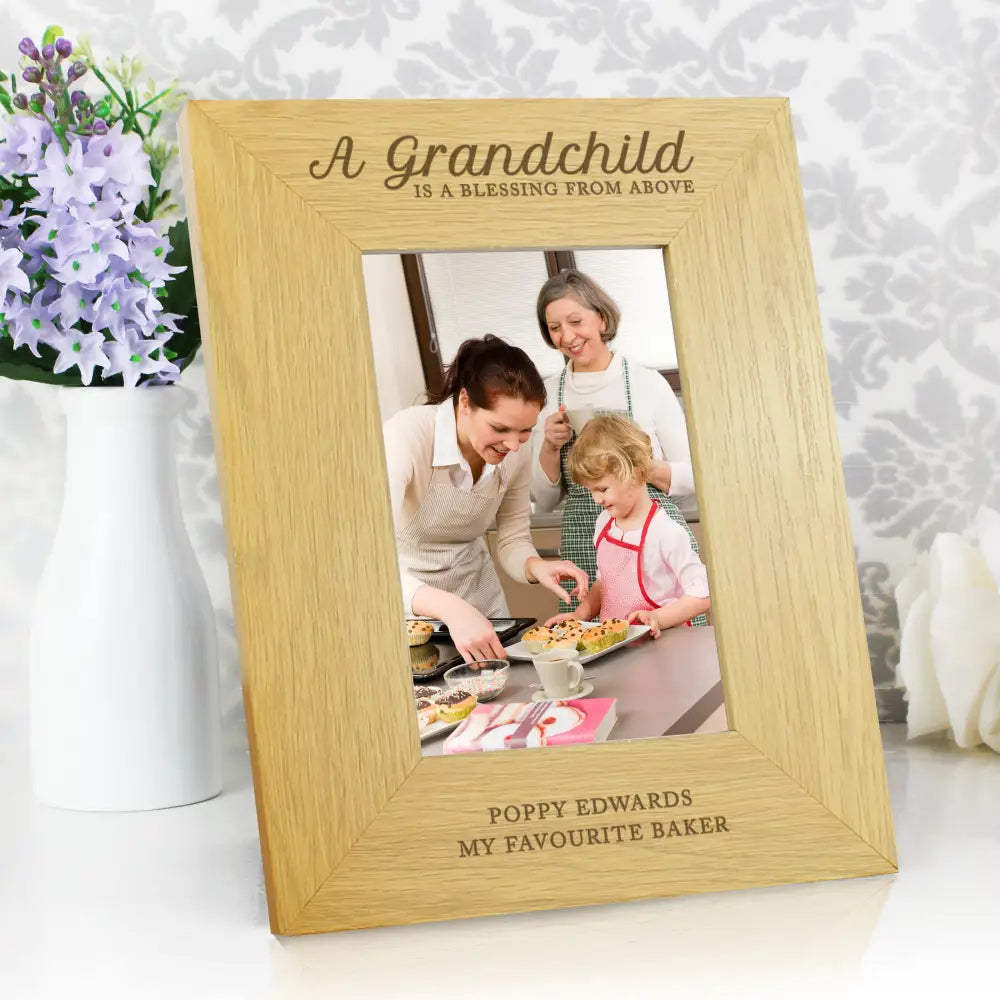 Photo Frames, Albums and Guestbooks Personalised A Grandchild Is A Blessing 6x4 Oak Finish Photo Frame