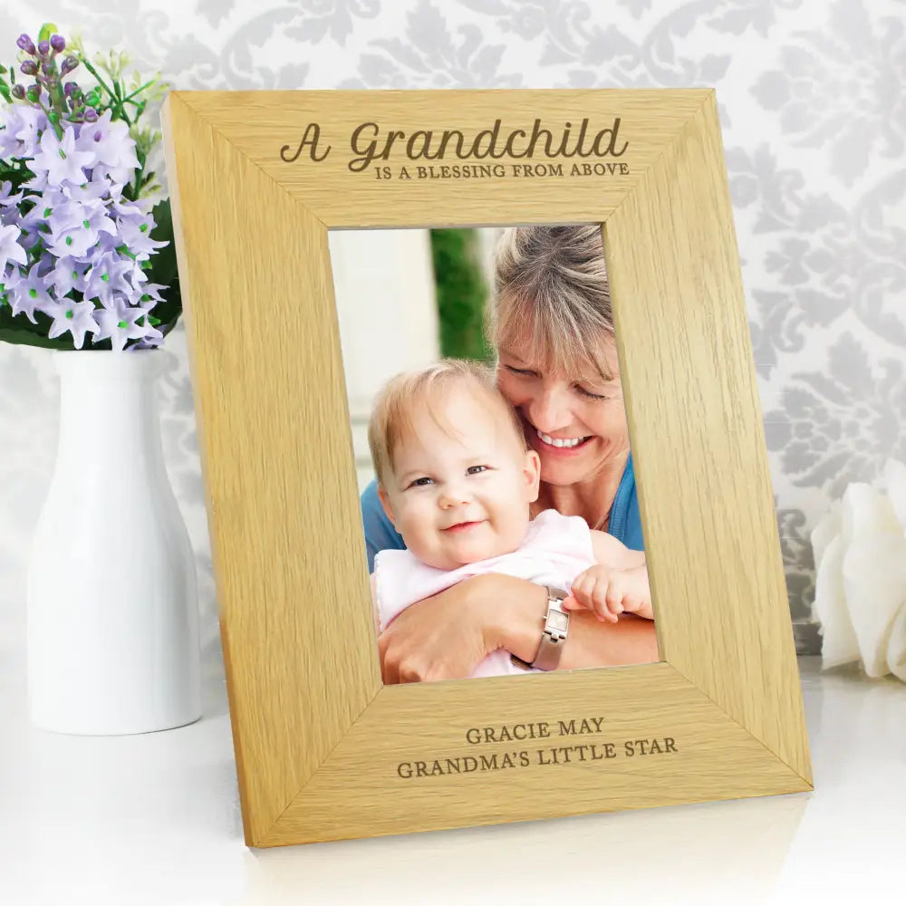 Photo Frames, Albums and Guestbooks Personalised A Grandchild Is A Blessing 6x4 Oak Finish Photo Frame