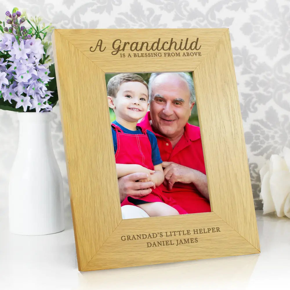 Photo Frames, Albums and Guestbooks Personalised A Grandchild Is A Blessing 6x4 Oak Finish Photo Frame