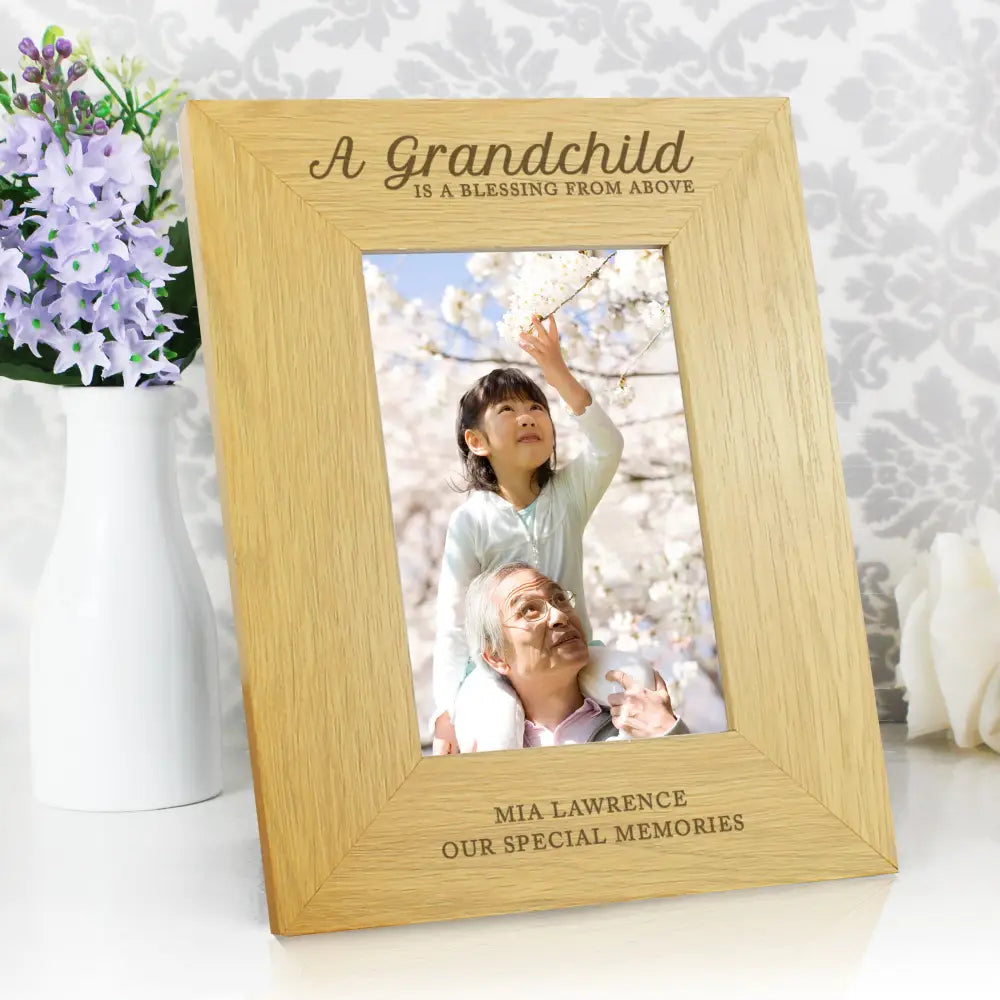 Photo Frames, Albums and Guestbooks Personalised A Grandchild Is A Blessing 6x4 Oak Finish Photo Frame