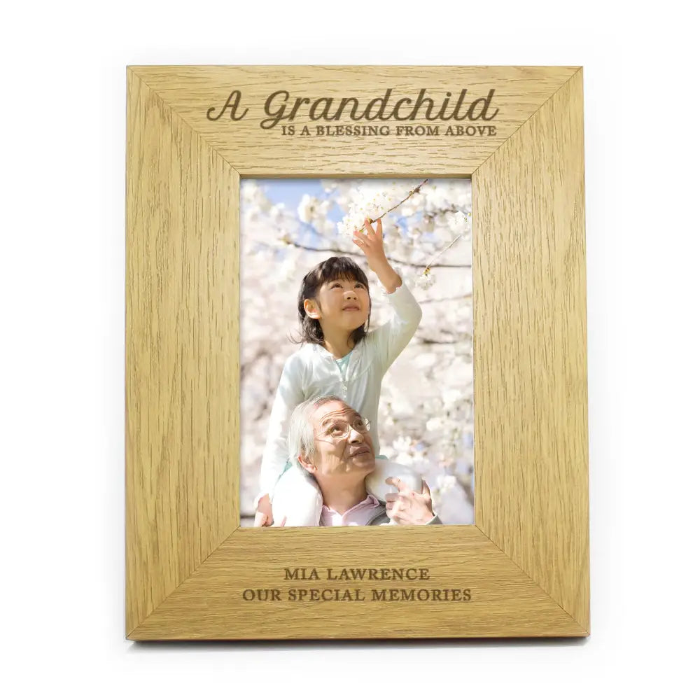 Photo Frames, Albums and Guestbooks Personalised A Grandchild Is A Blessing 6x4 Oak Finish Photo Frame