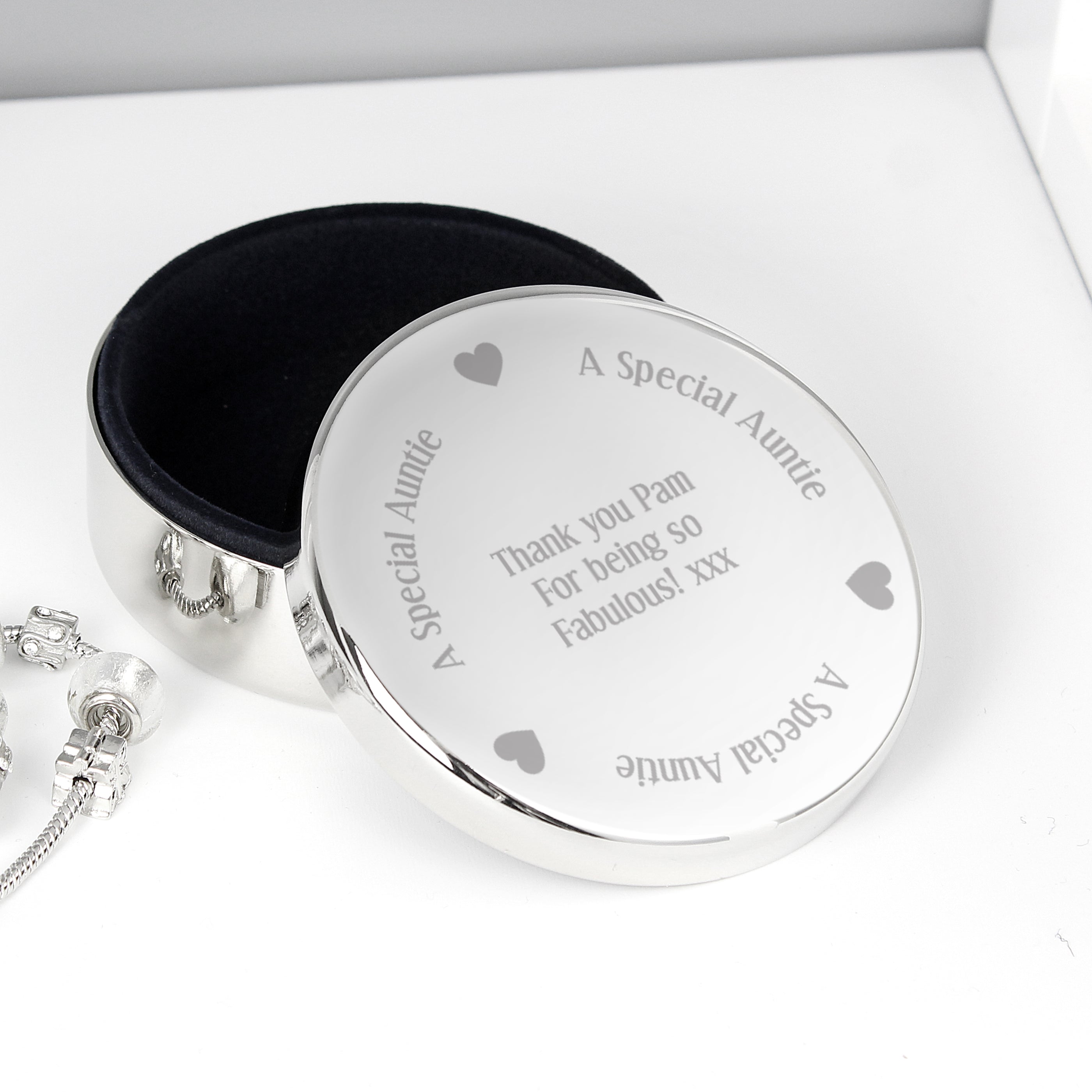 Trinket, Jewellery & Keepsake Boxes Personalised A Special Auntie Round Trinket Box