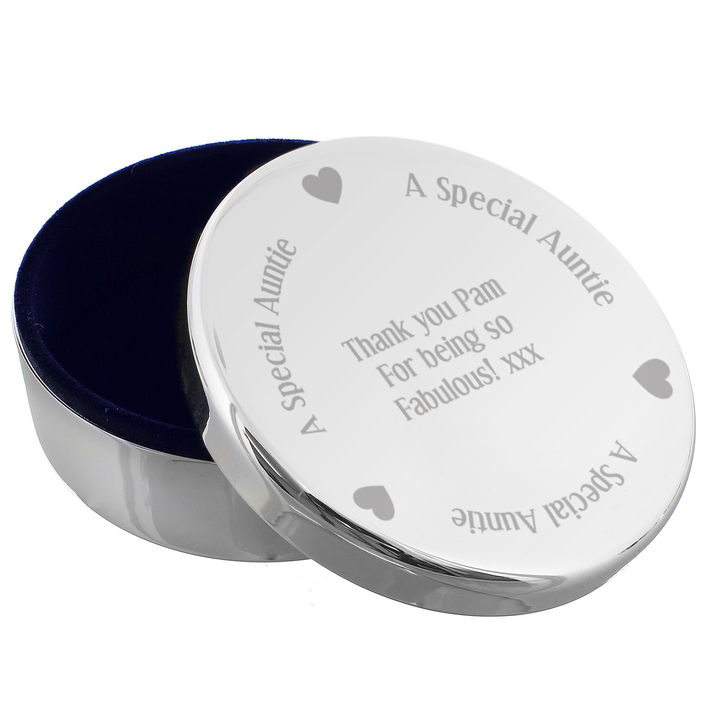 Trinket, Jewellery & Keepsake Boxes Personalised A Special Auntie Round Trinket Box