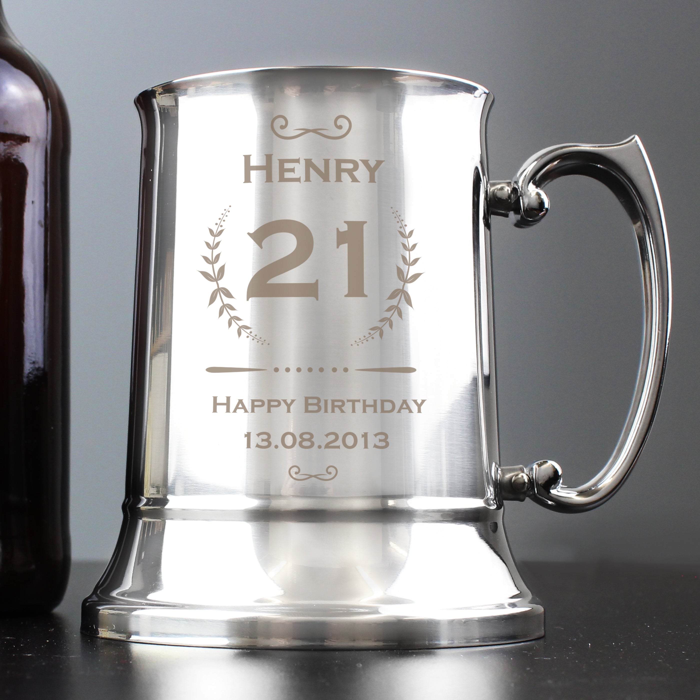 Glasses & Barware Personalised Age Crest Stainless Steel Tankard