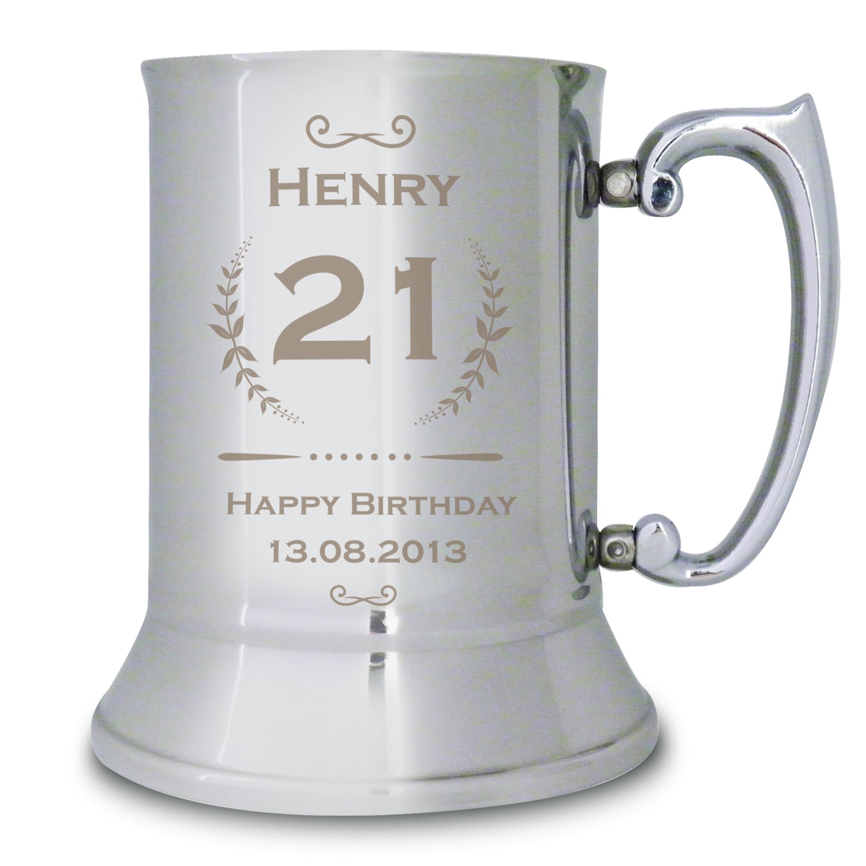 Glasses & Barware Personalised Age Crest Stainless Steel Tankard