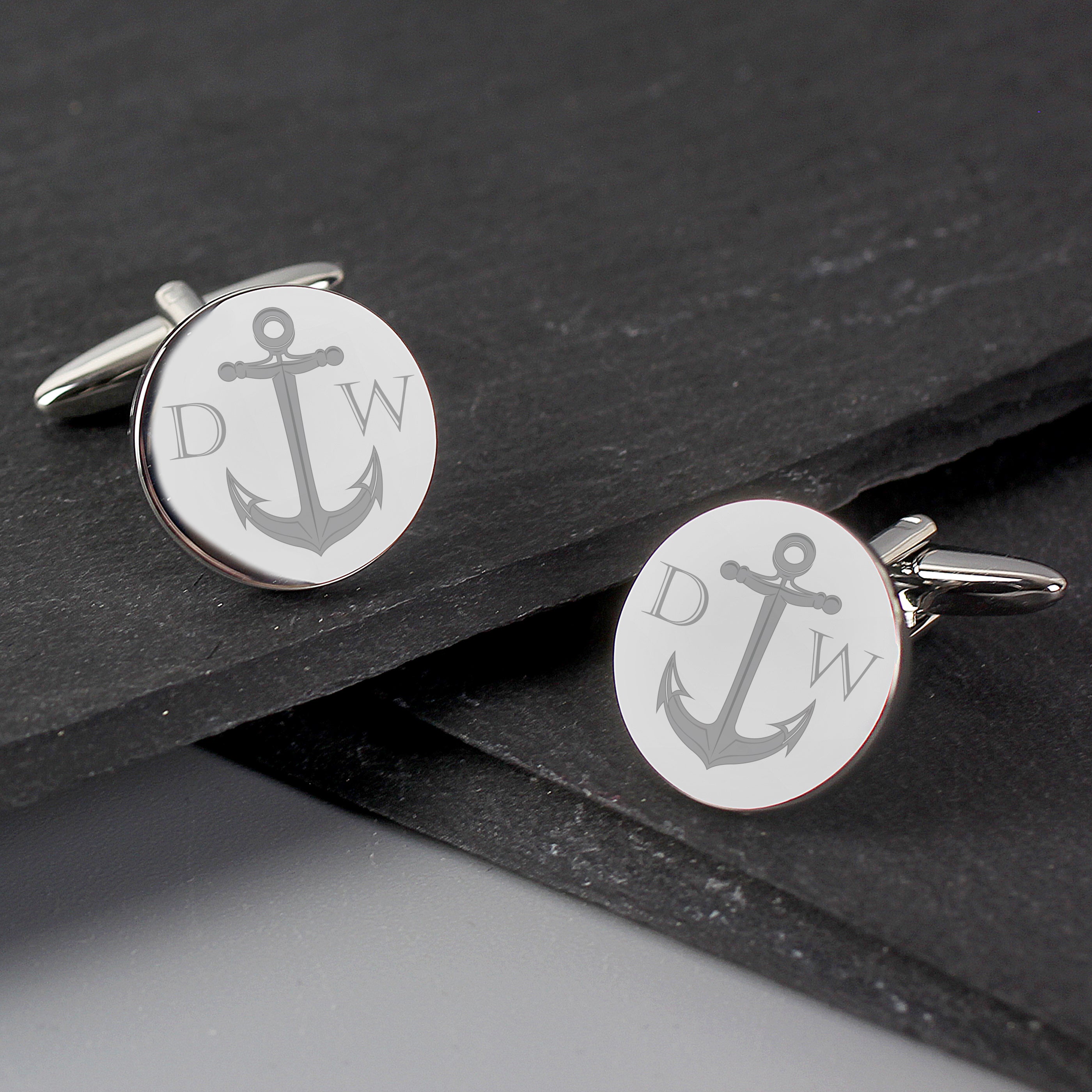Jewellery Personalised Anchor Round Cufflinks