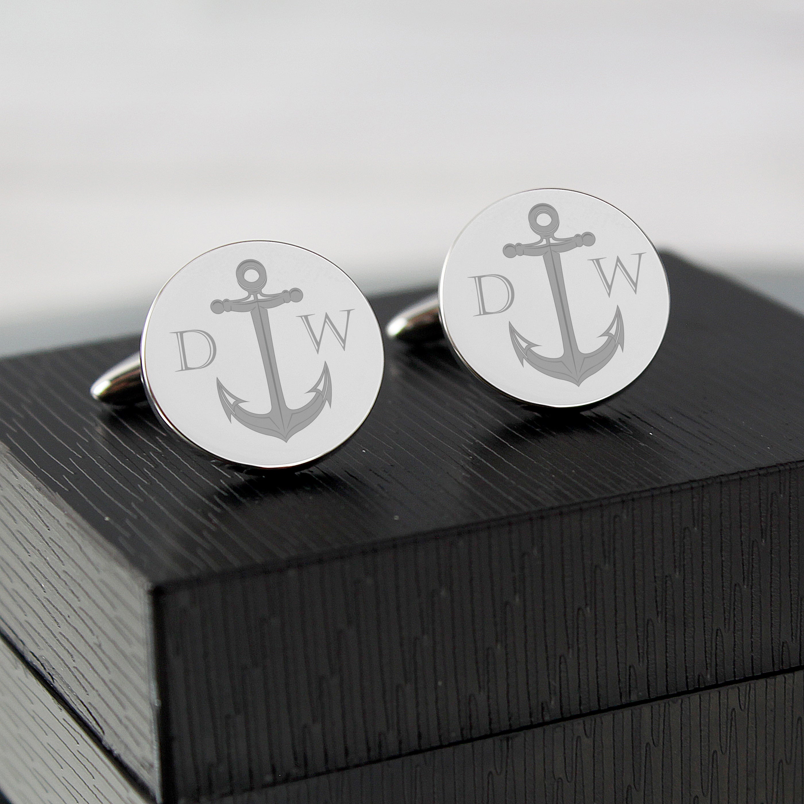 Jewellery Personalised Anchor Round Cufflinks