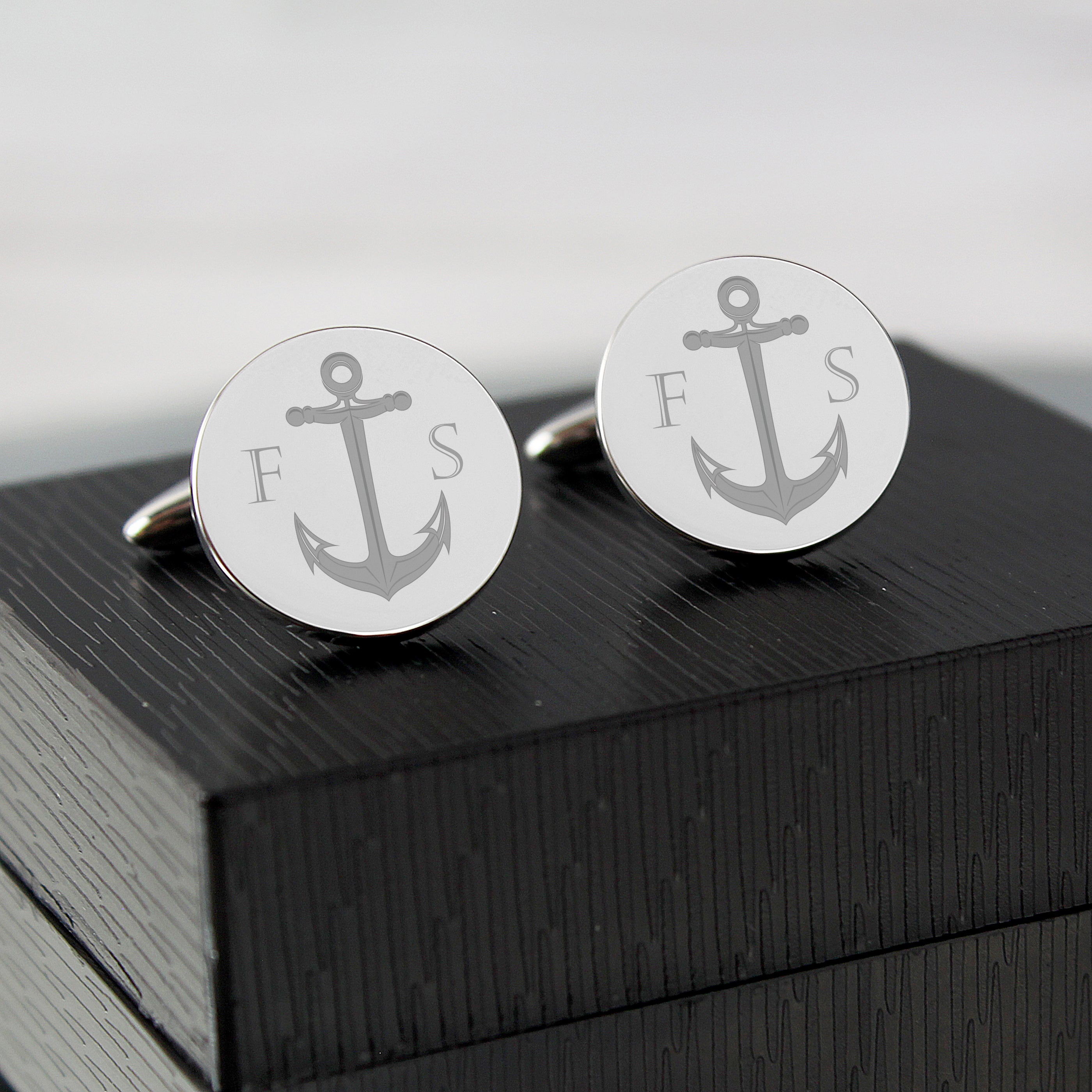 Jewellery Personalised Anchor Round Cufflinks