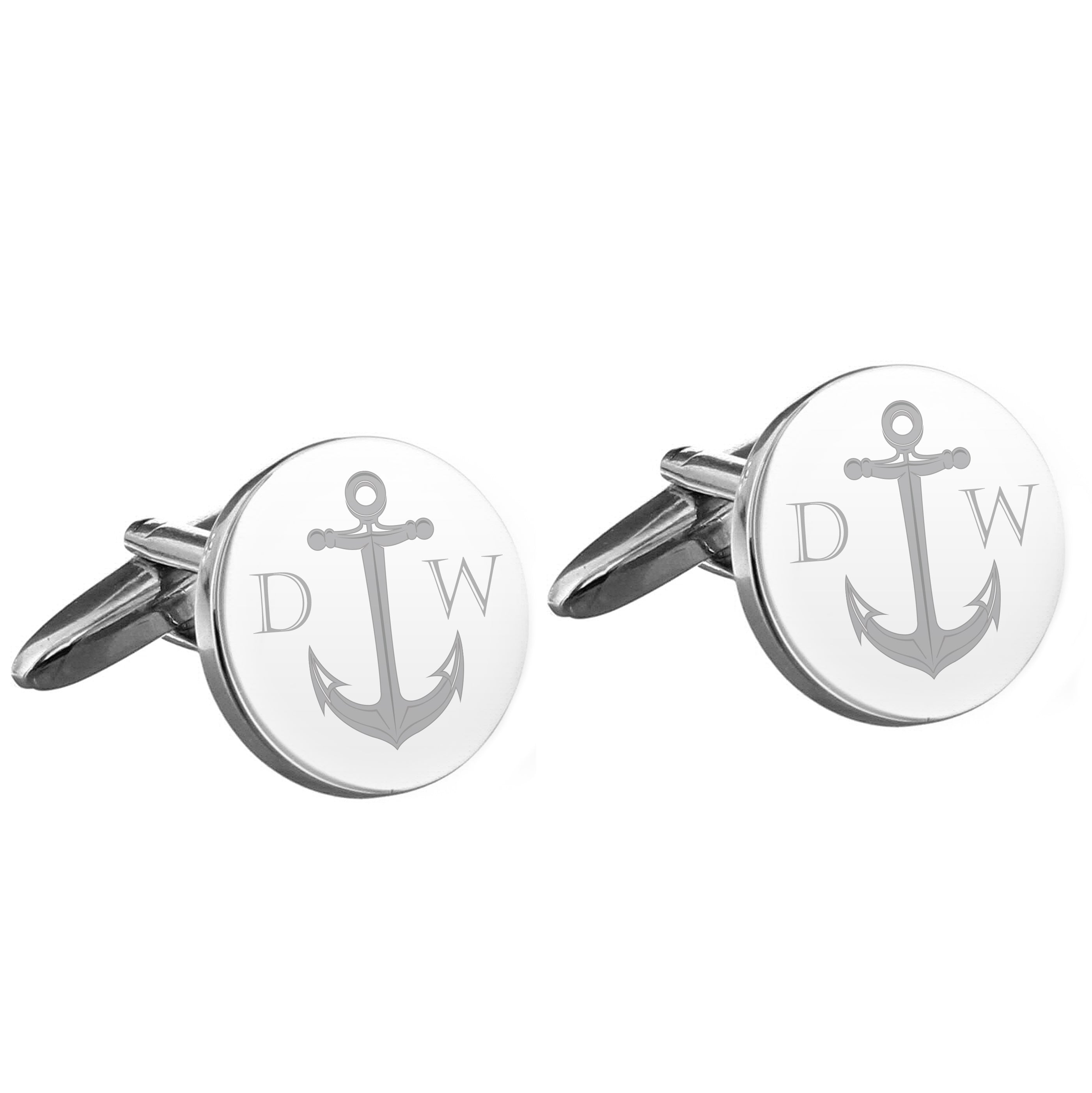 Jewellery Personalised Anchor Round Cufflinks