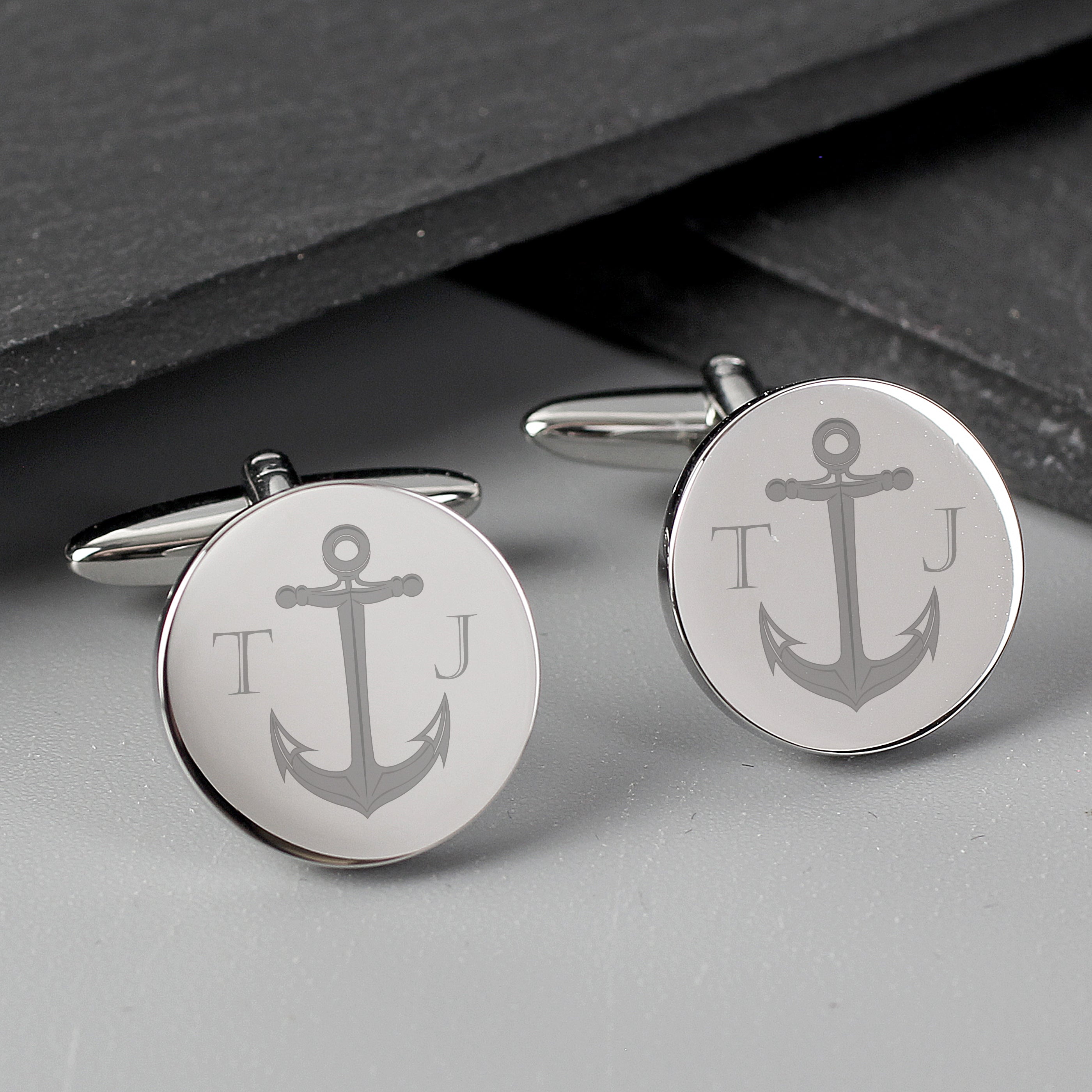 Jewellery Personalised Anchor Round Cufflinks