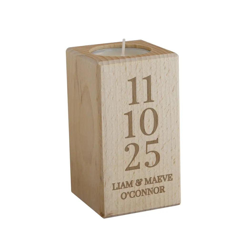 Candles & Reed Diffusers Personalised Anniversary Date Wooden Tealight Holder