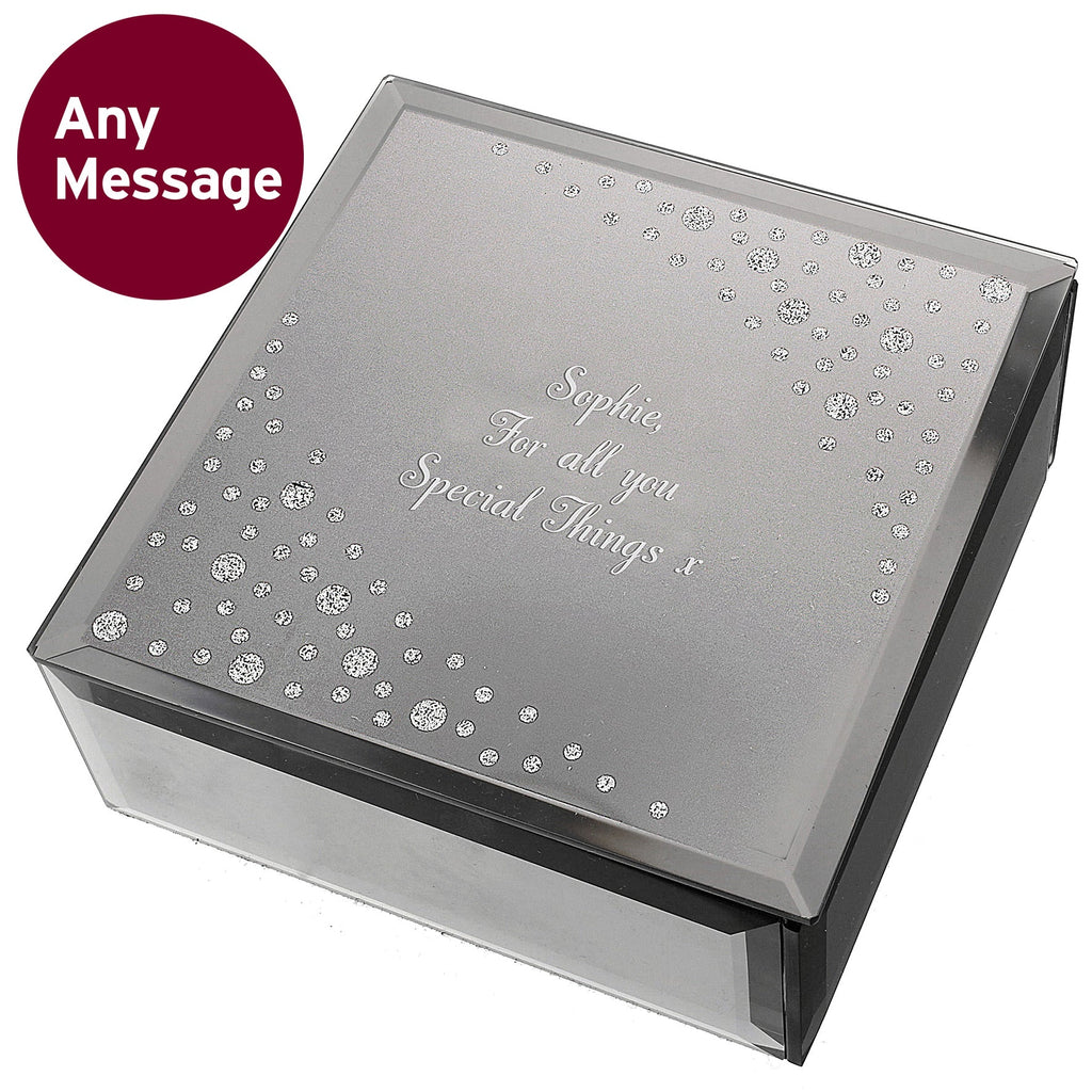 Trinket, Jewellery & Keepsake Boxes Personalised Any Message Diamante Glass Trinket Box