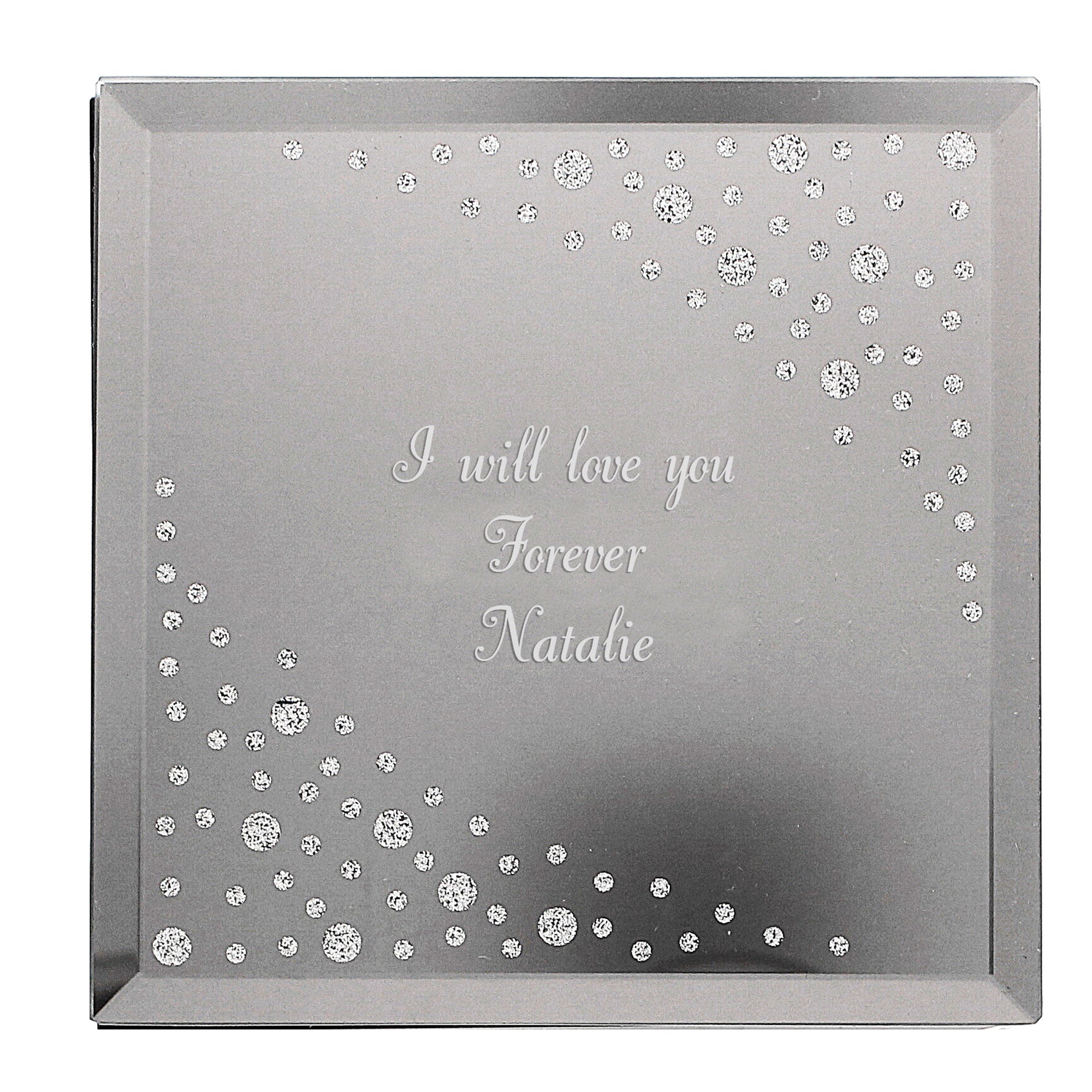 Trinket, Jewellery & Keepsake Boxes Personalised Any Message Diamante Glass Trinket Box