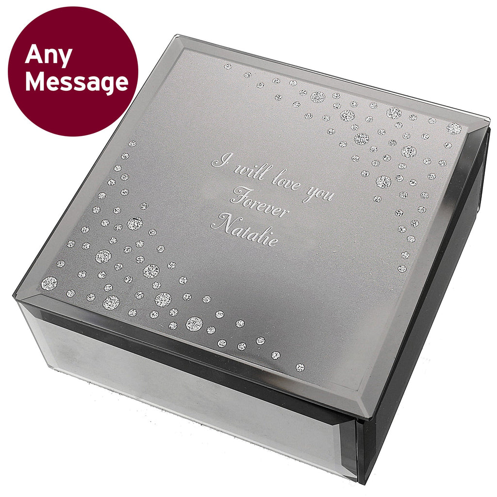 Trinket, Jewellery & Keepsake Boxes Personalised Any Message Diamante Glass Trinket Box