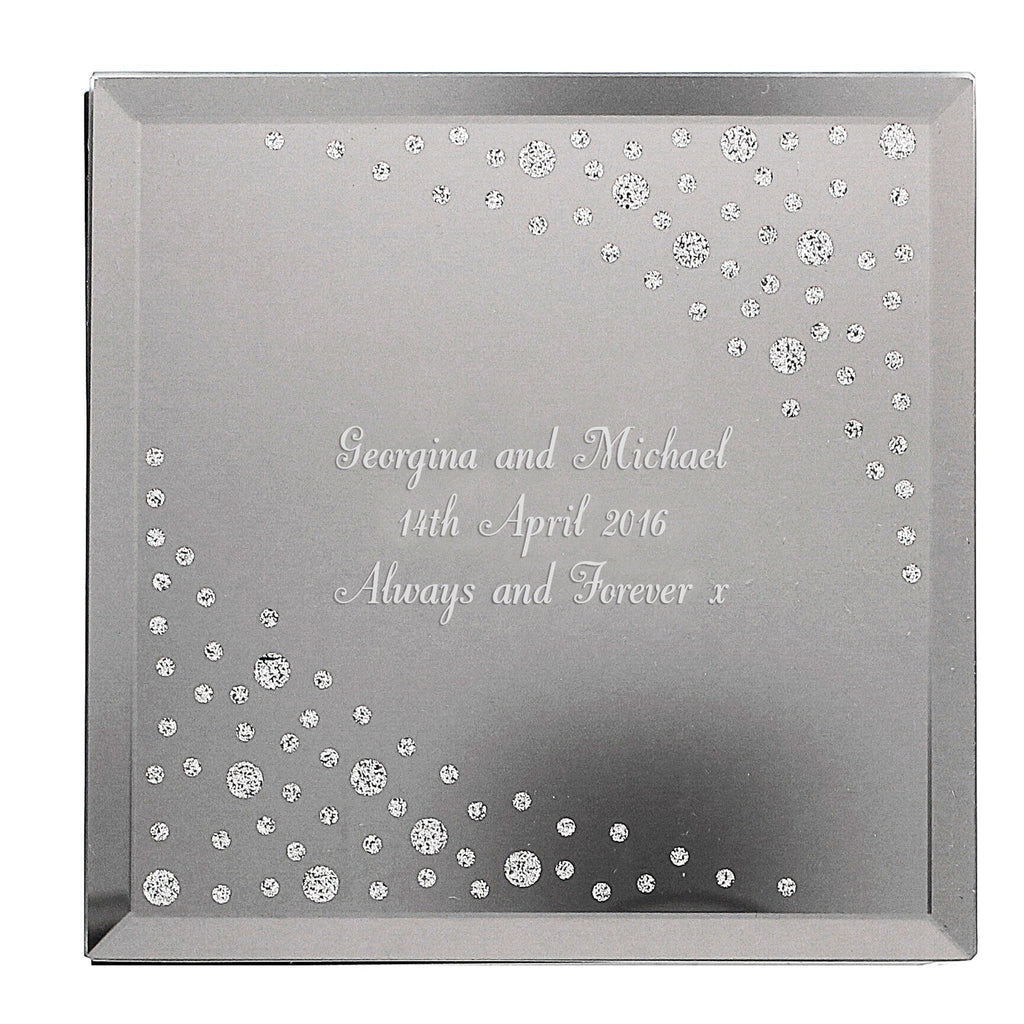 Trinket, Jewellery & Keepsake Boxes Personalised Any Message Diamante Glass Trinket Box