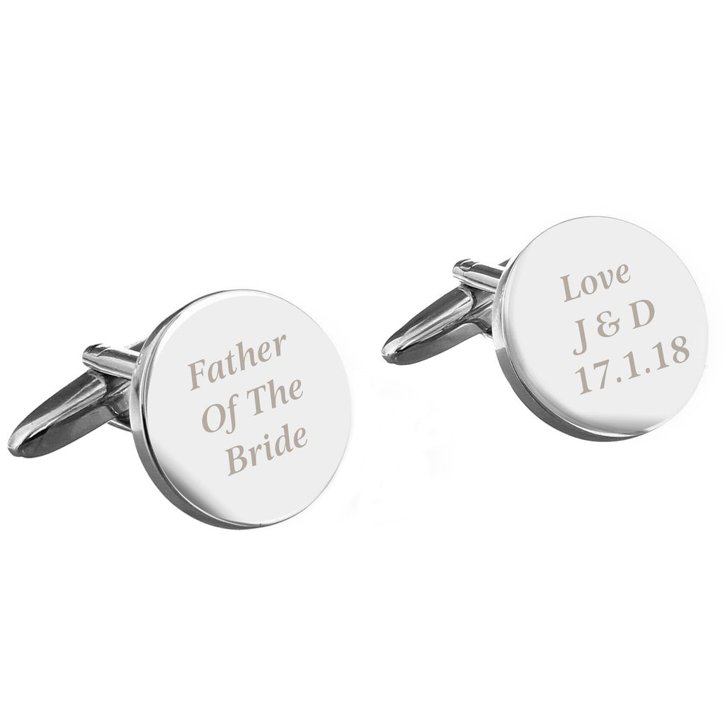 Jewellery Personalised Any Message Round Cufflinks