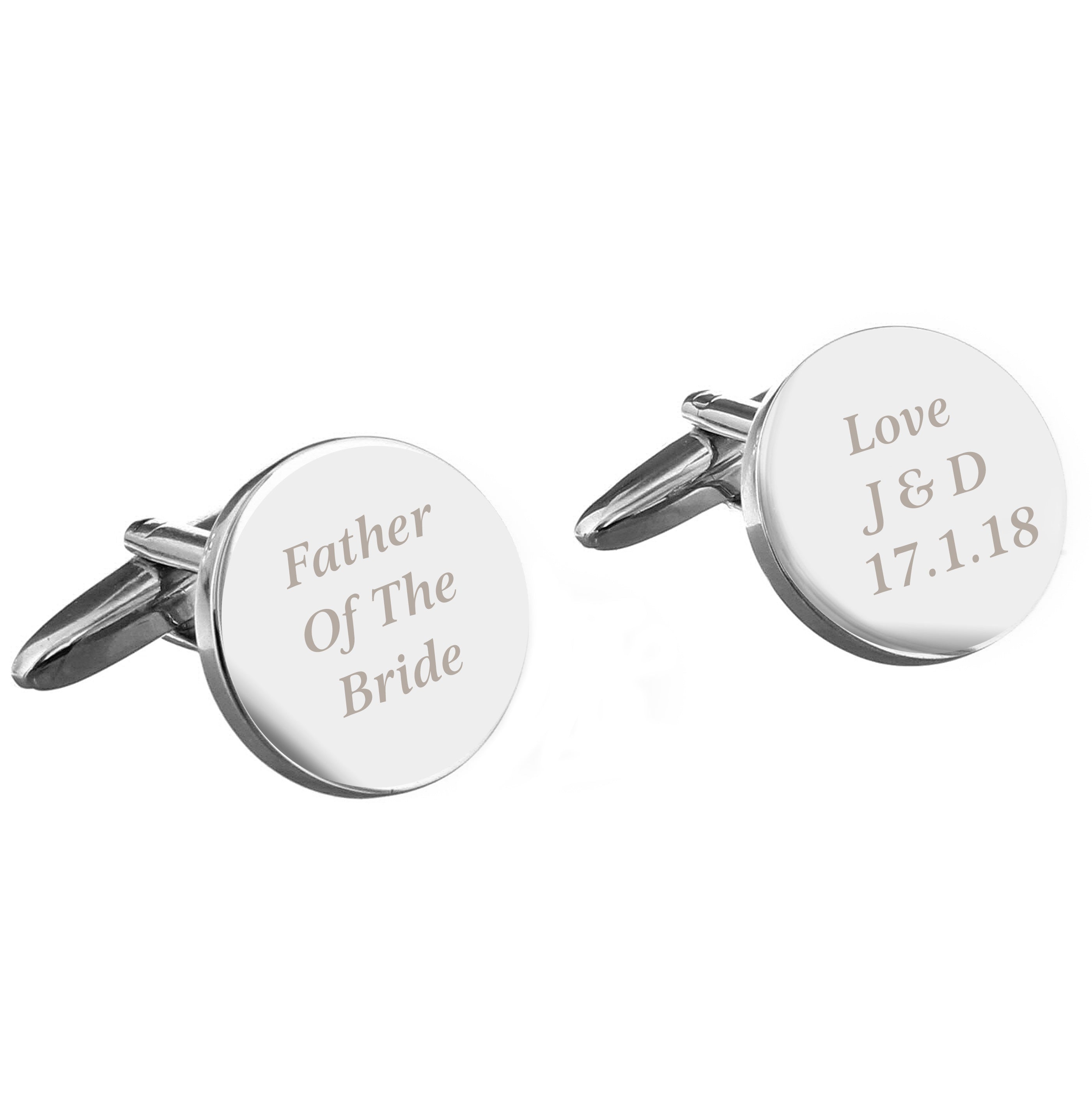 Jewellery Personalised Any Message Round Cufflinks