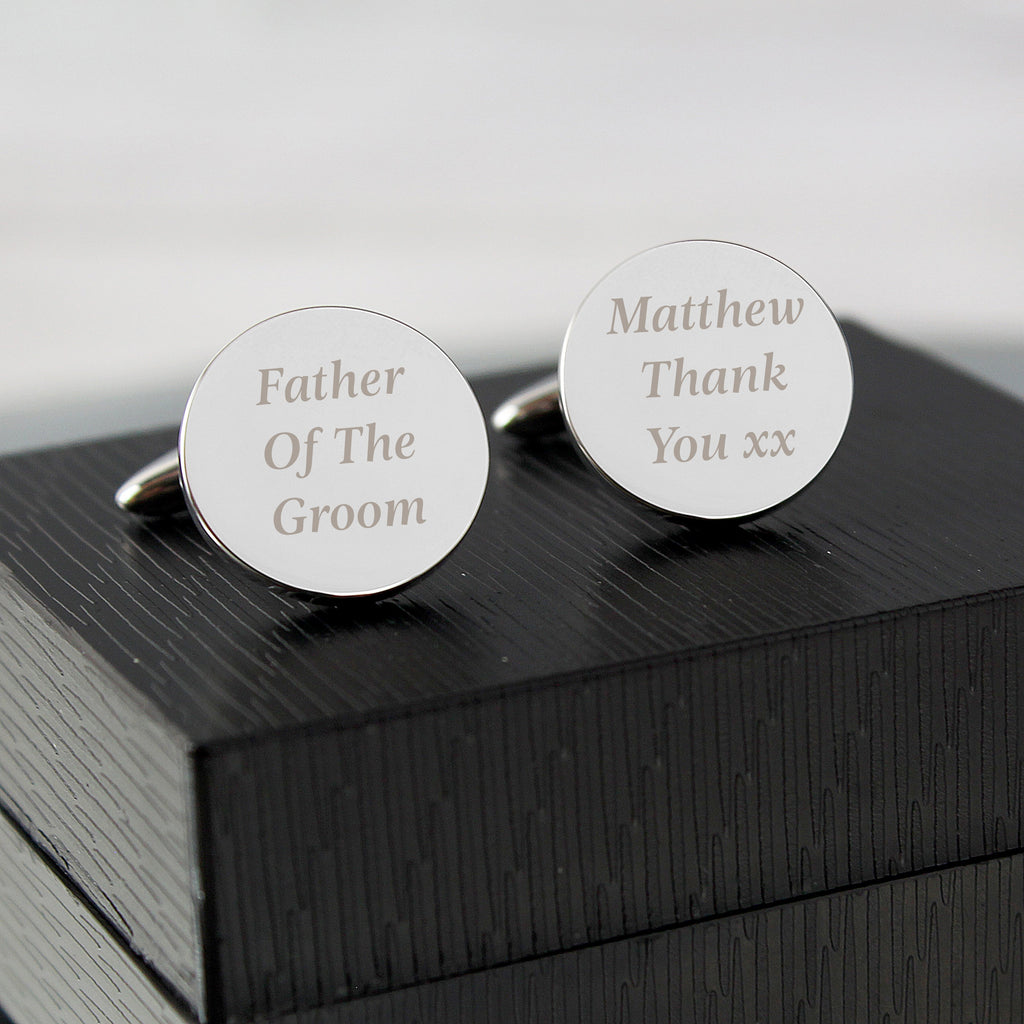 Jewellery Personalised Any Message Round Cufflinks