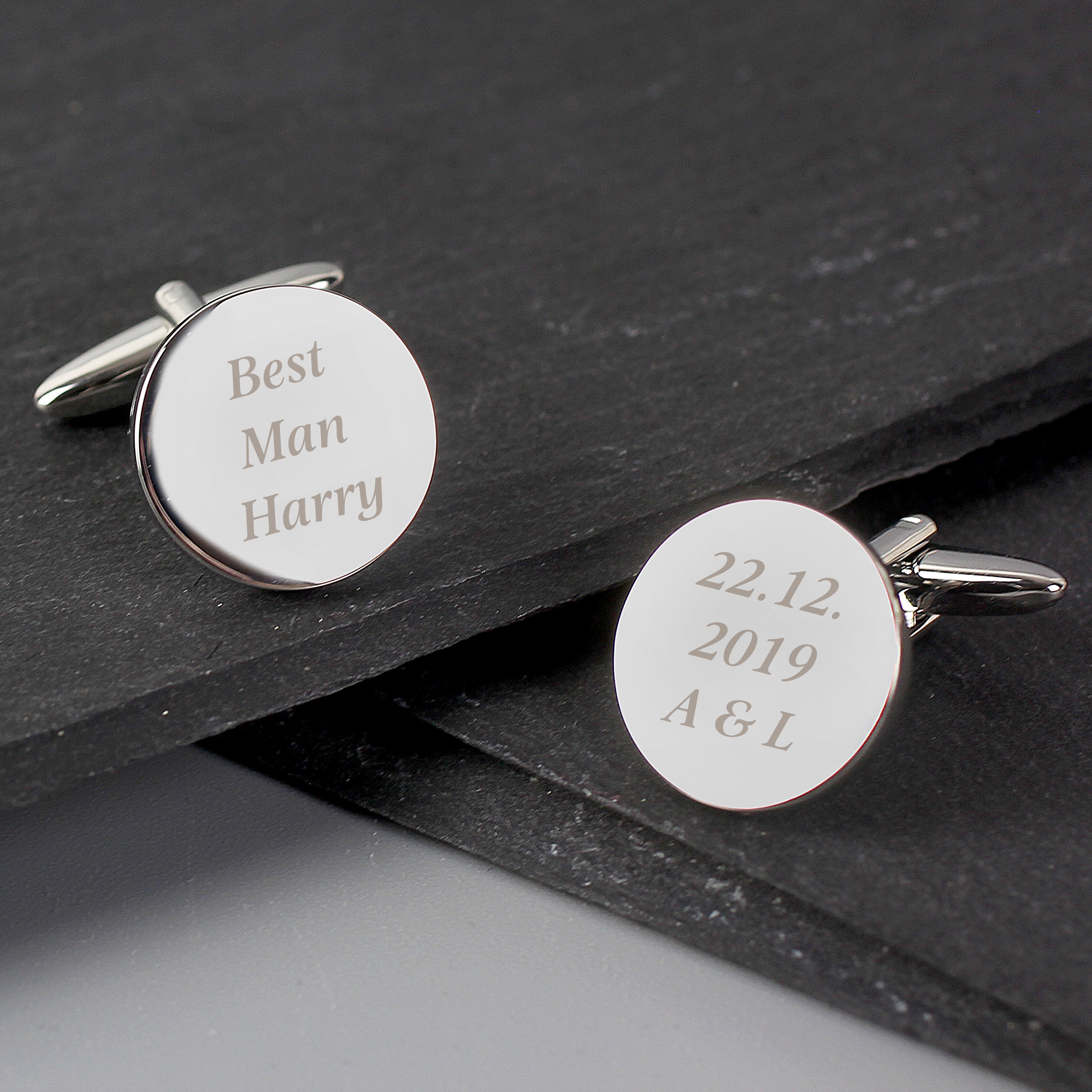 Jewellery Personalised Any Message Round Cufflinks