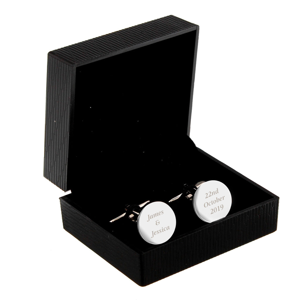 Jewellery Personalised Any Message Round Cufflinks
