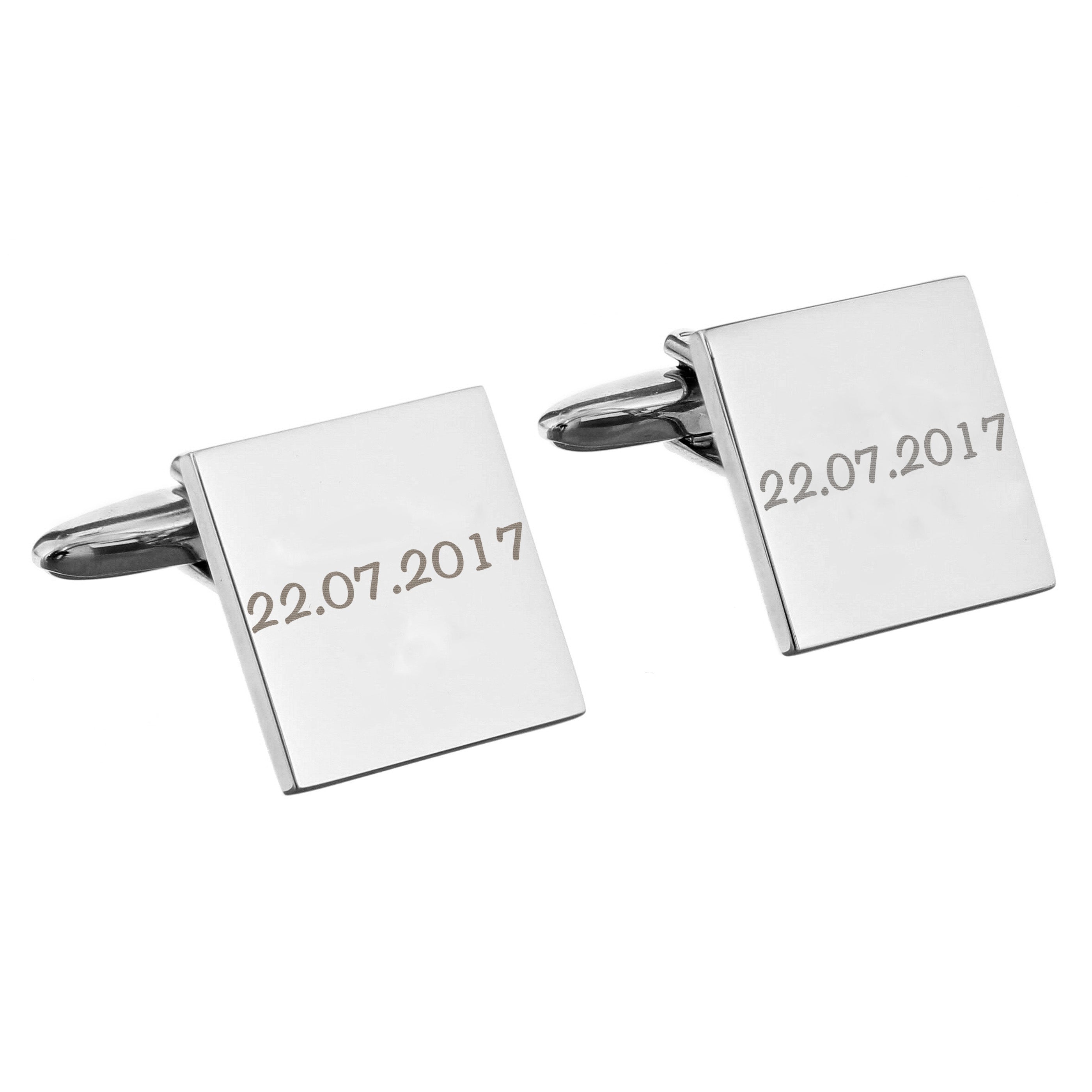Jewellery Personalised Any Message Square Cufflinks - 1 line