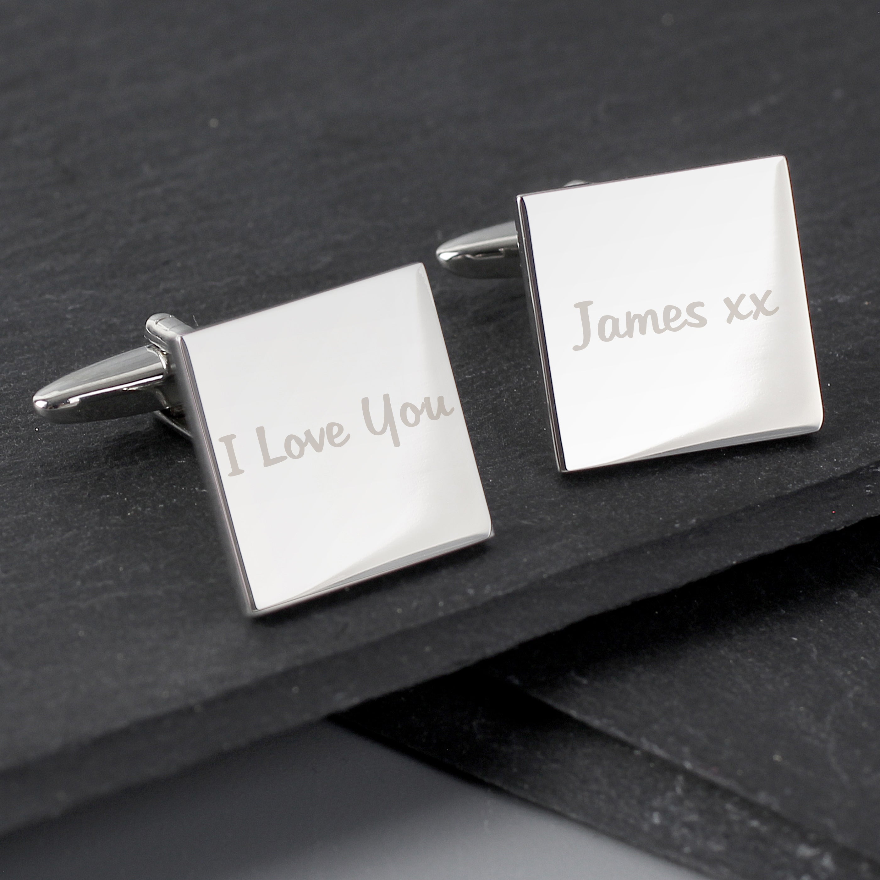 Jewellery Personalised Any Message Square Cufflinks - 1 line
