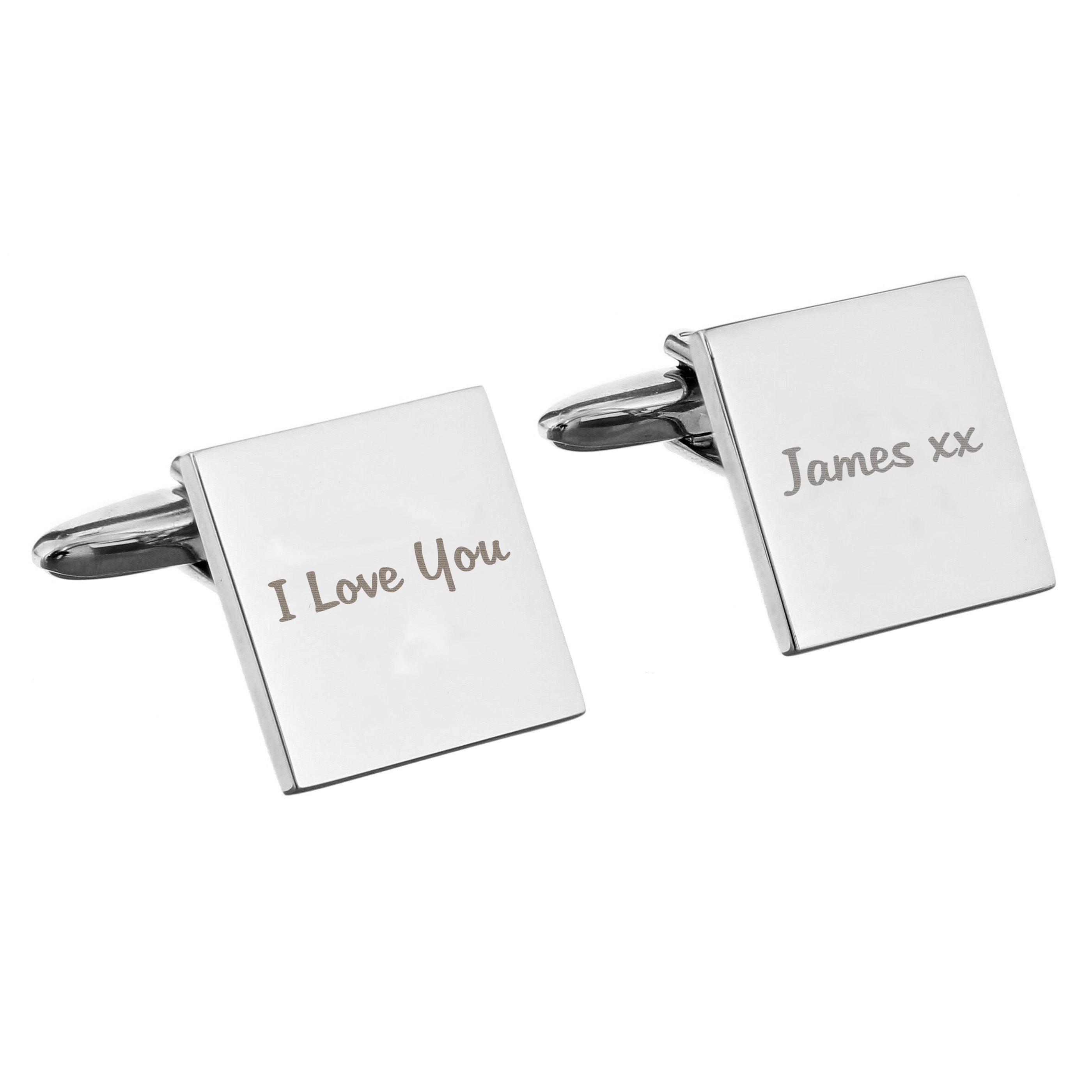Jewellery Personalised Any Message Square Cufflinks - 1 line