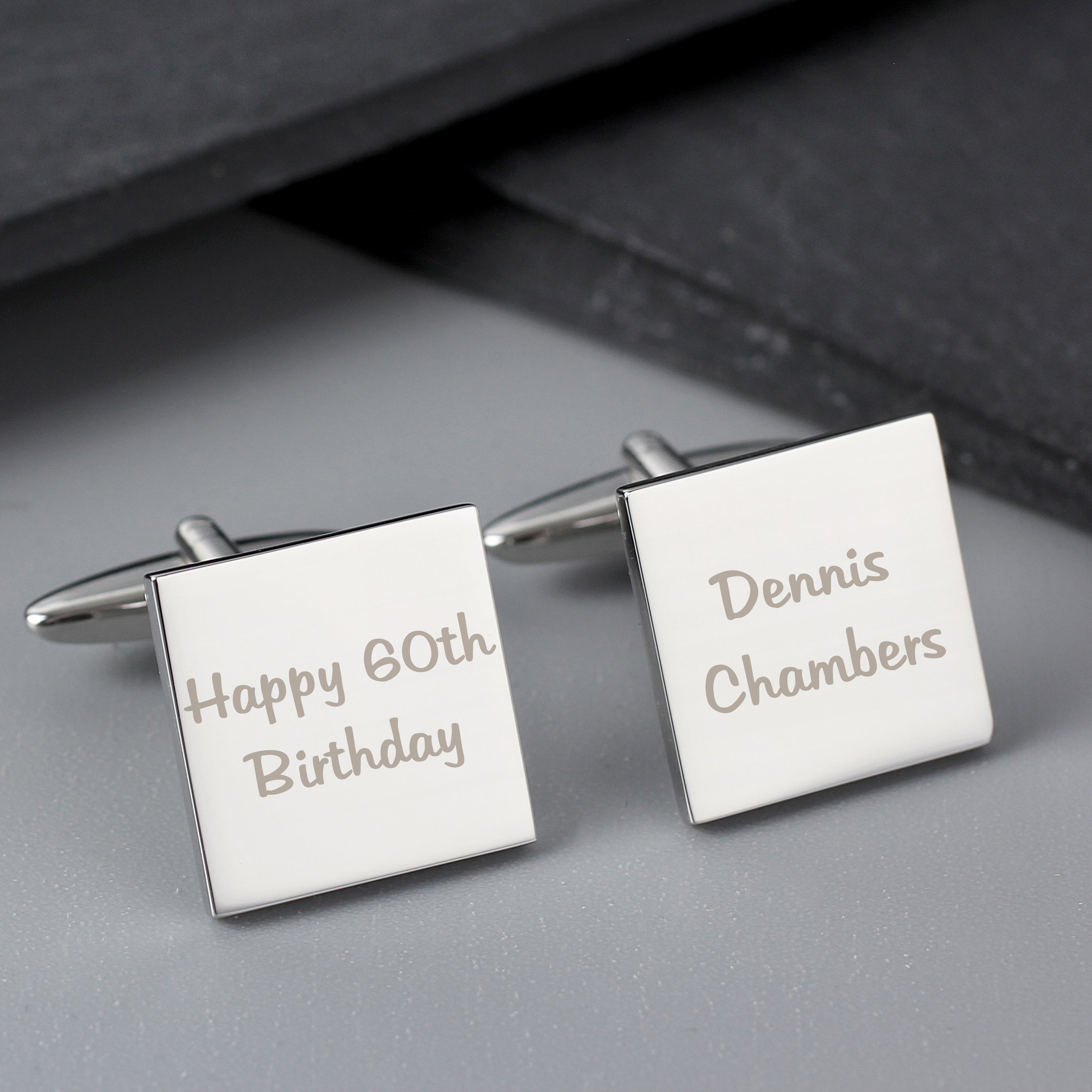 Jewellery Personalised Any Message Square Cufflinks - 2 lines