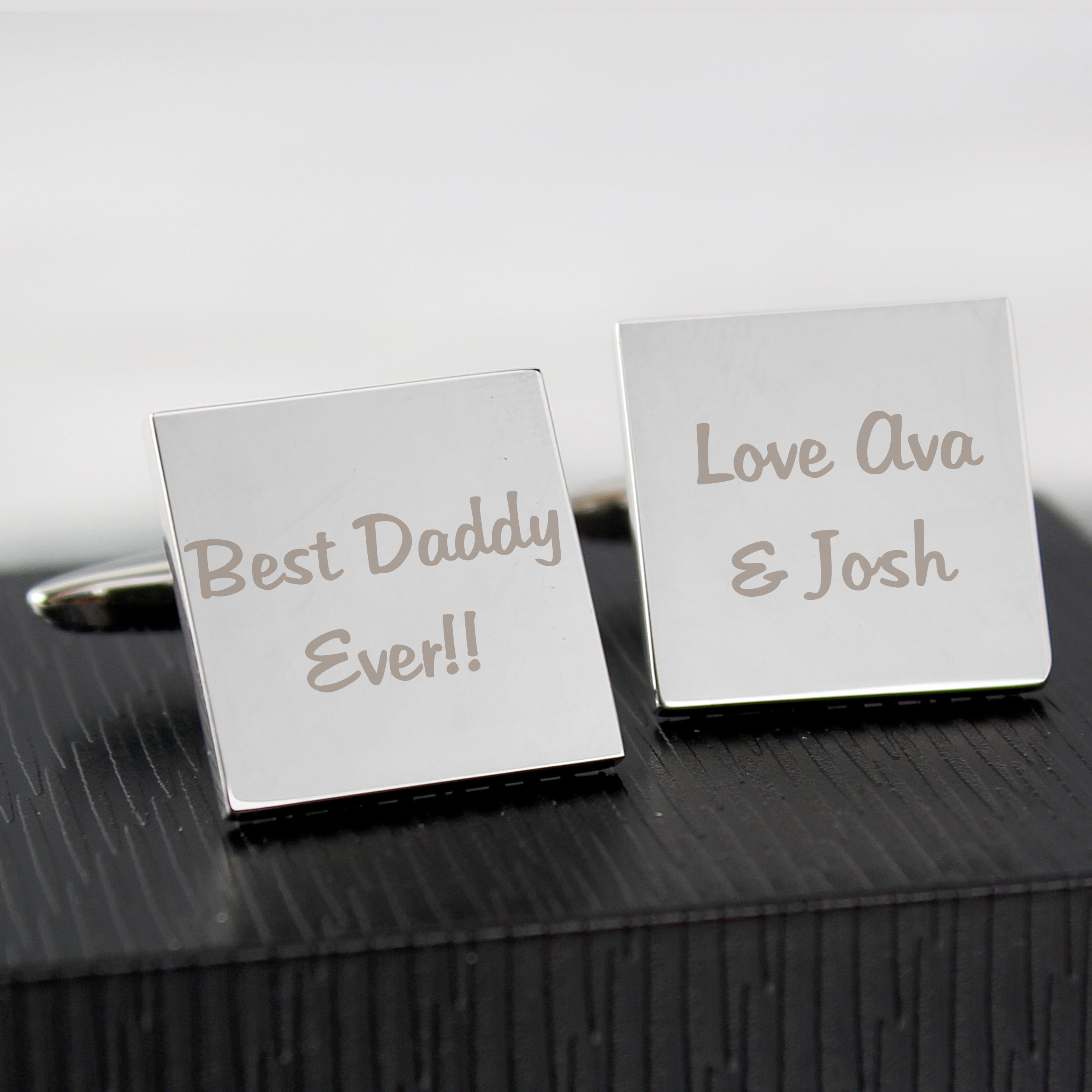 Jewellery Personalised Any Message Square Cufflinks - 2 lines