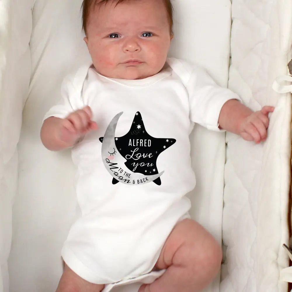 Clothing Personalised Baby To The Moon and Back 0-3 Months Baby Vest