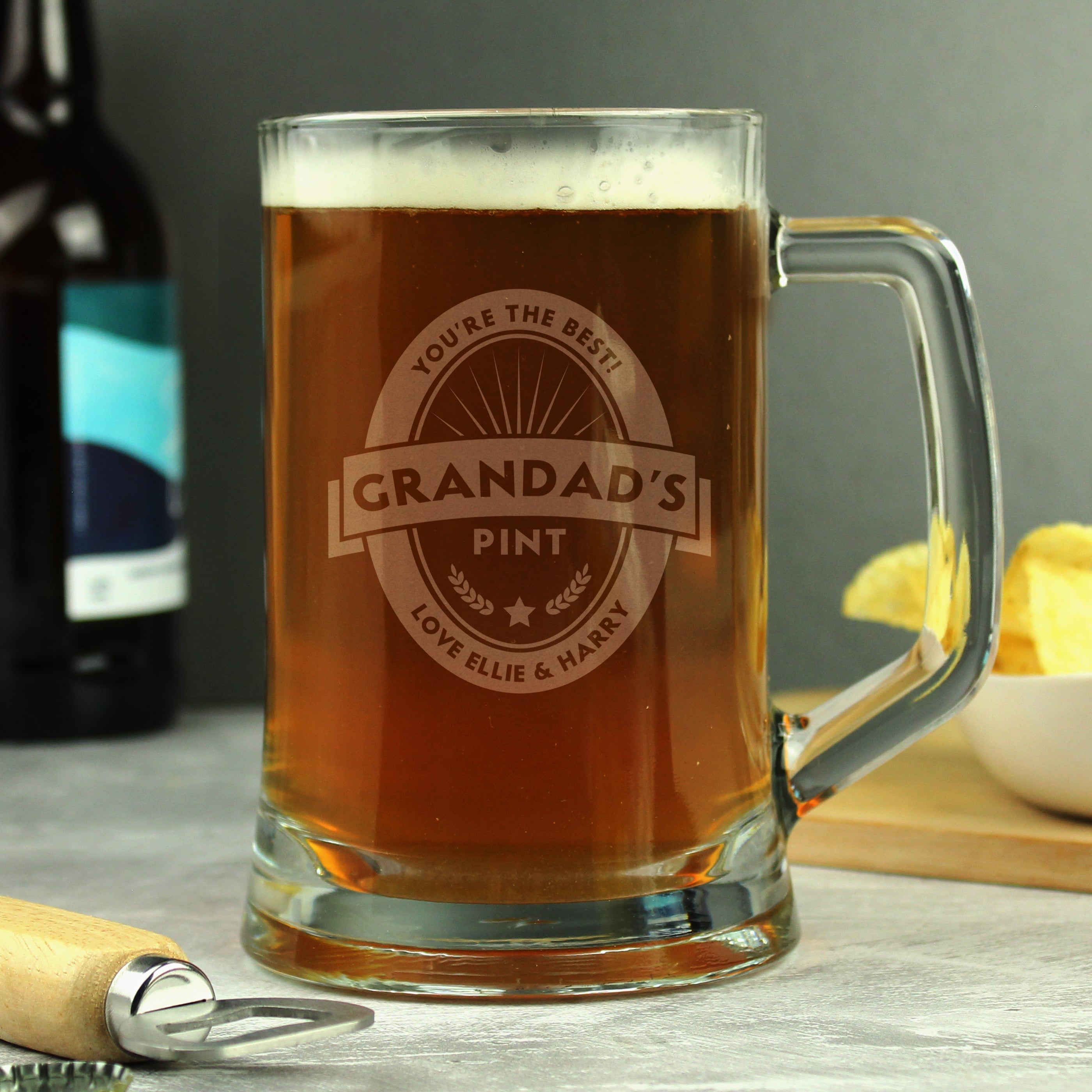 Glasses & Barware Personalised Beer Label Pint Stern Tankard
