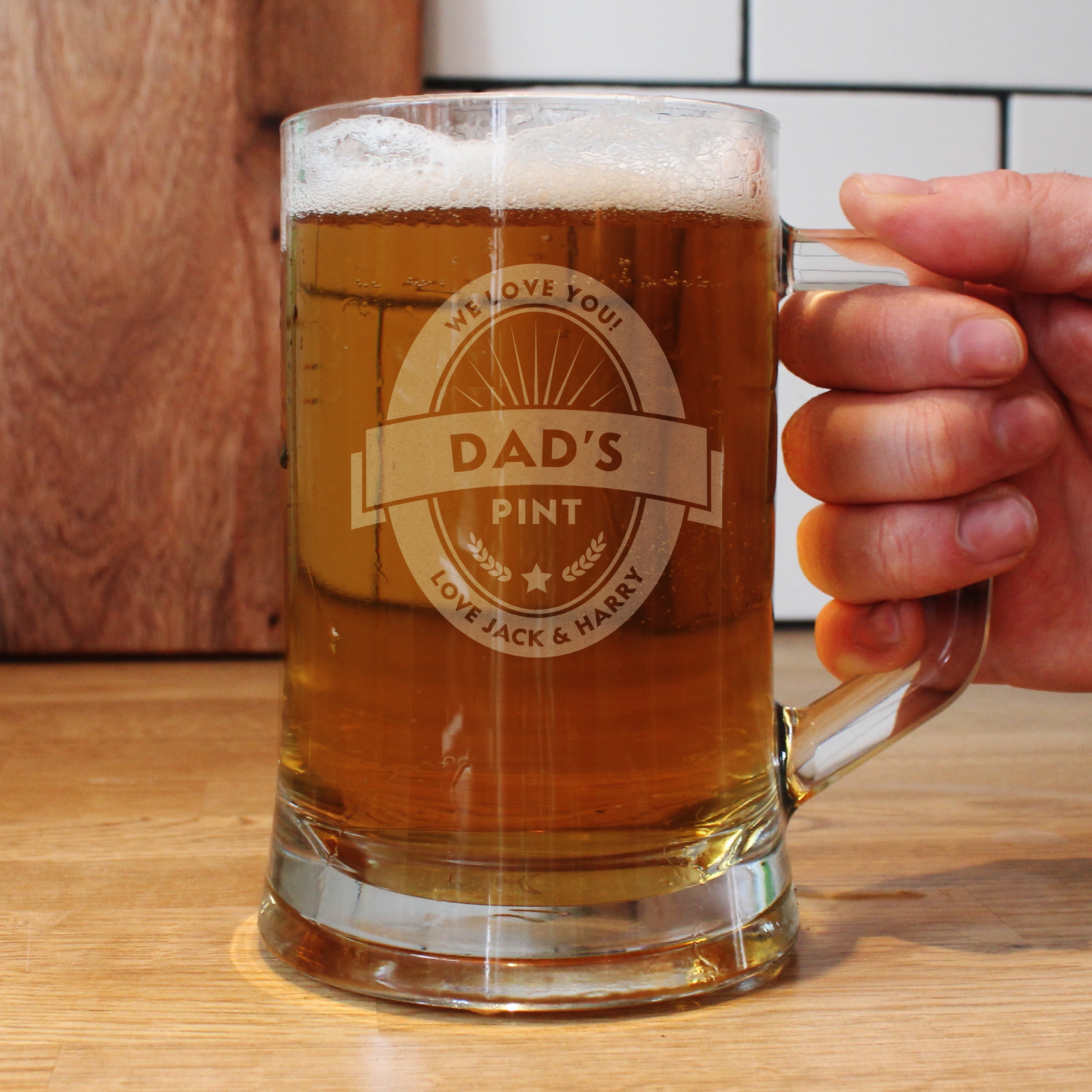Glasses & Barware Personalised Beer Label Pint Stern Tankard