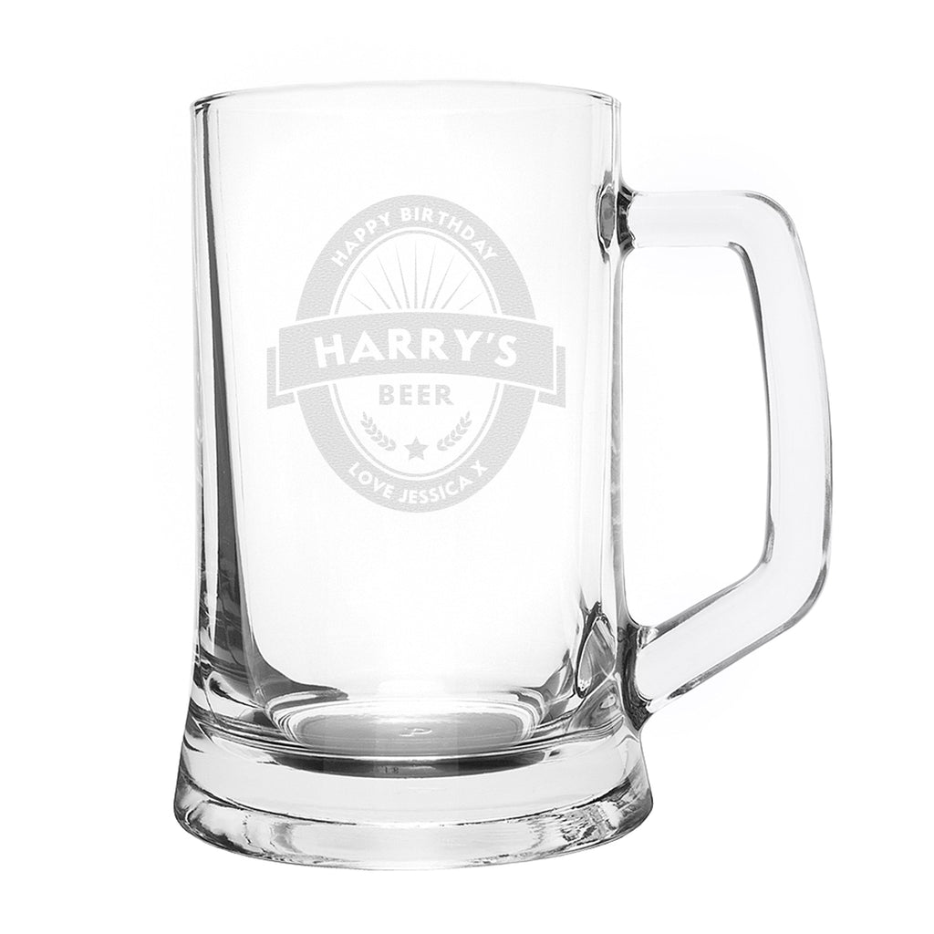 Glasses & Barware Personalised Beer Label Pint Stern Tankard