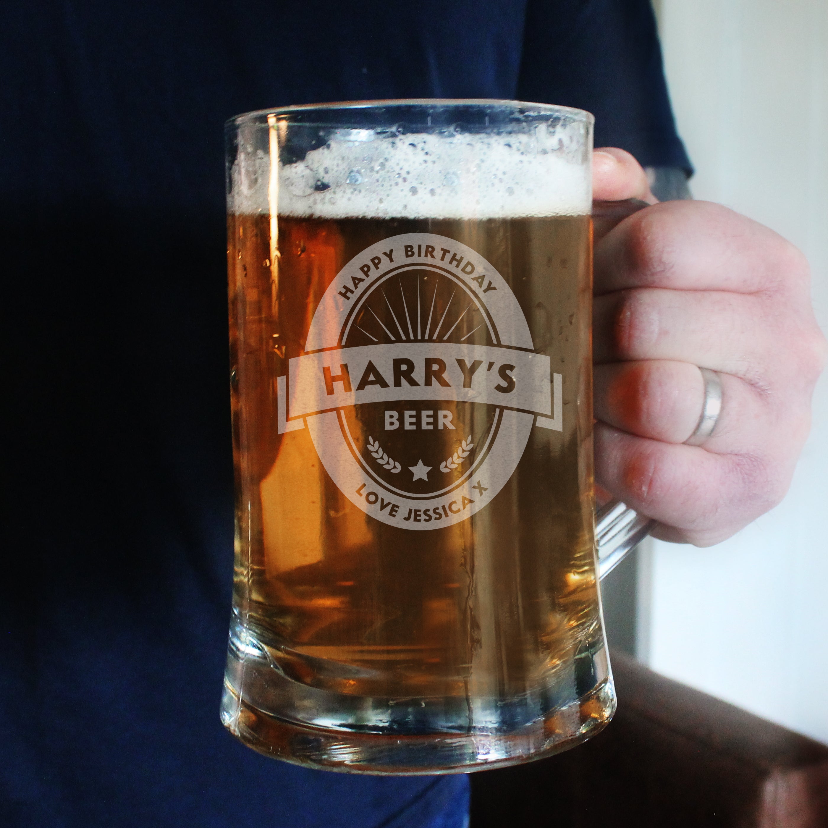 Glasses & Barware Personalised Beer Label Pint Stern Tankard