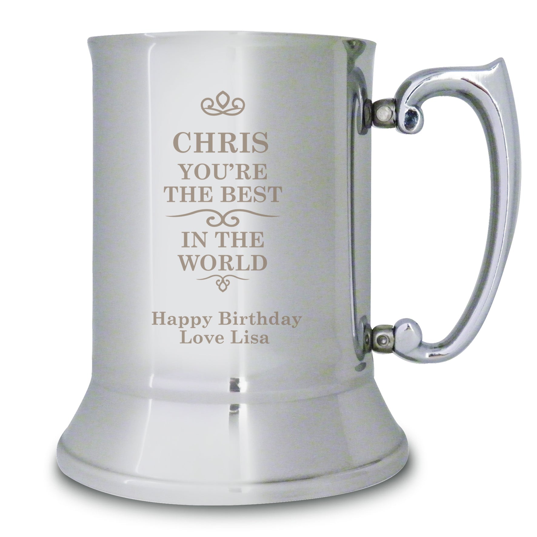 Glasses & Barware Personalised Best in the World Stainless Steel Tankard